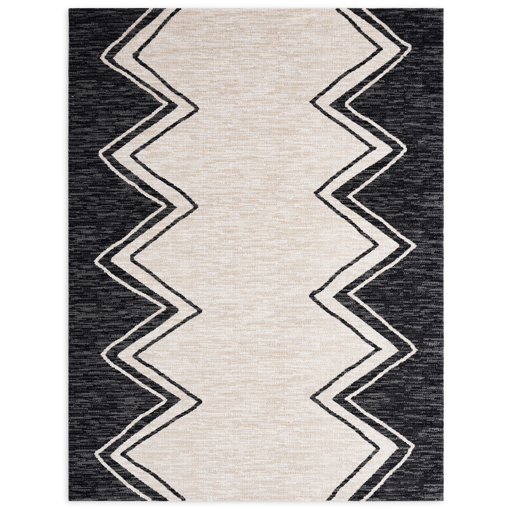 Nicole Miller Designer Area Rug Black Ivory Modern Geometric Ultra Soft