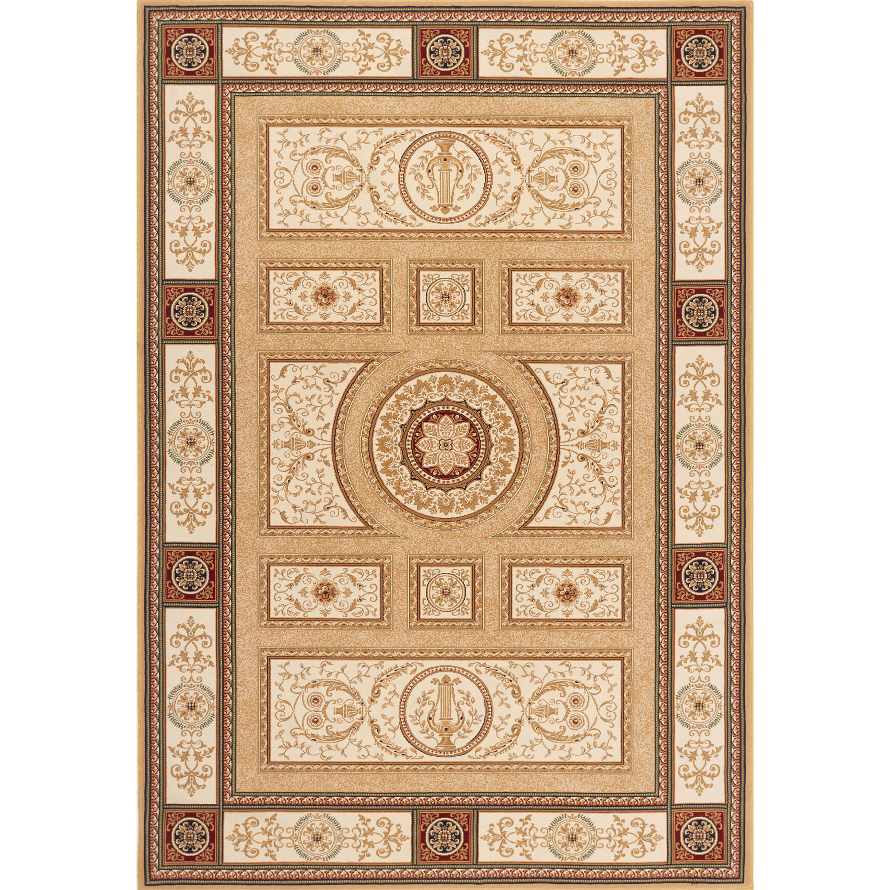 Gold Beige Bordered Area Rug Traditional Persien Oriental Carpet Rugs