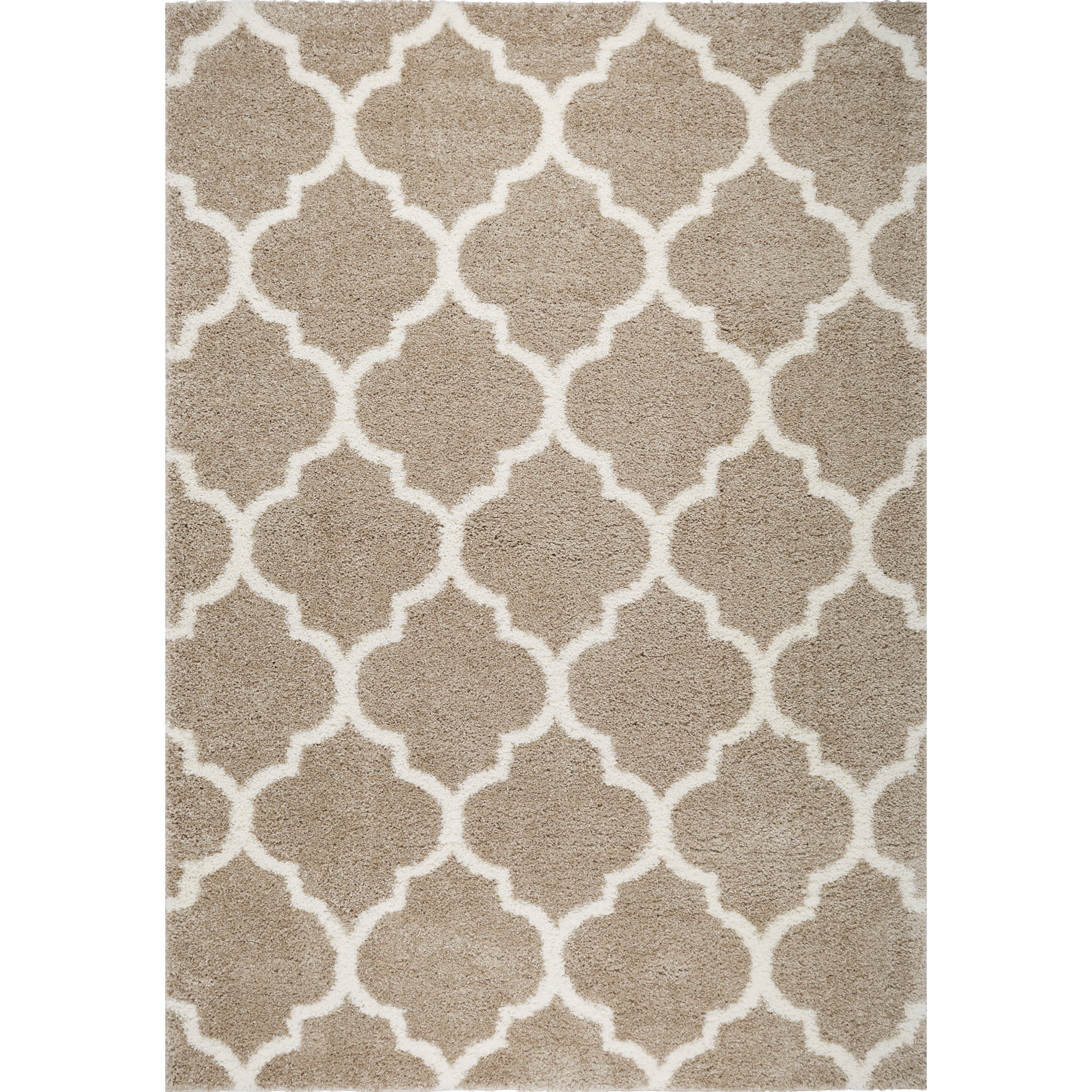 Brown Beige Modern Area Rug Quatrefoil Moroccan Trellis Lattice Carpet