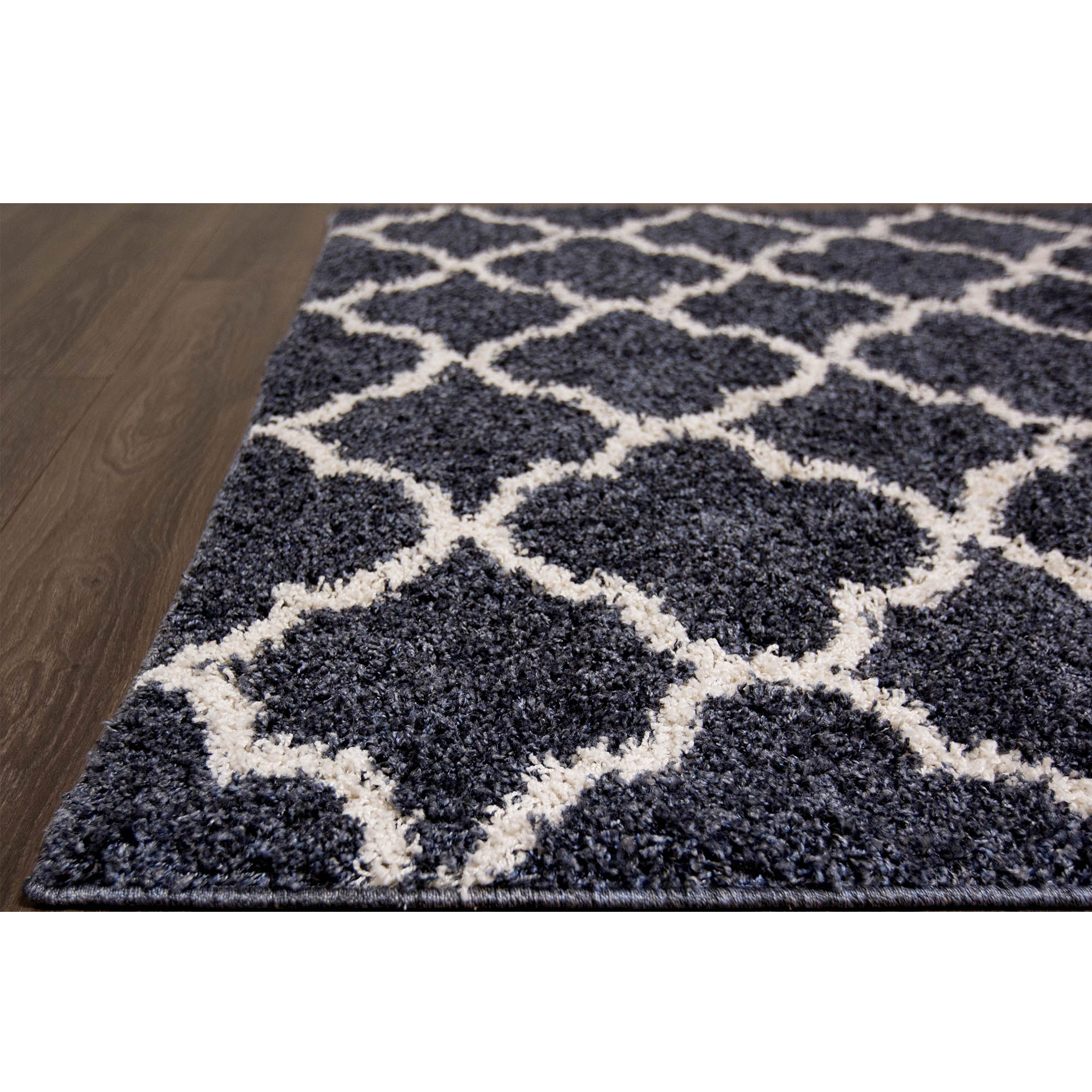 Nicole Miller Designer Area Rug Moroccan Trellis Quatrefoil Shag