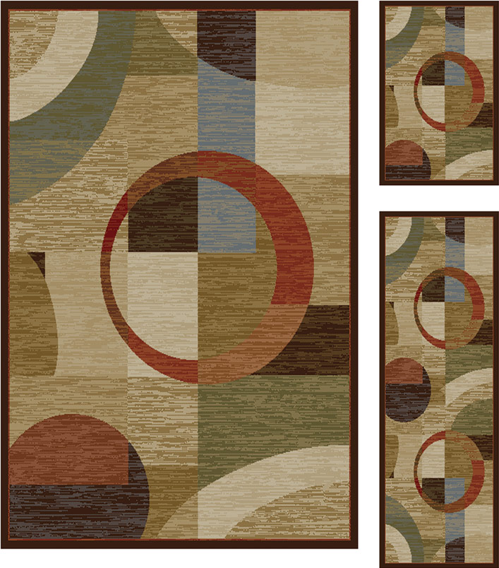 Piece Set Combo Modern Shape Geometric Area Rug New