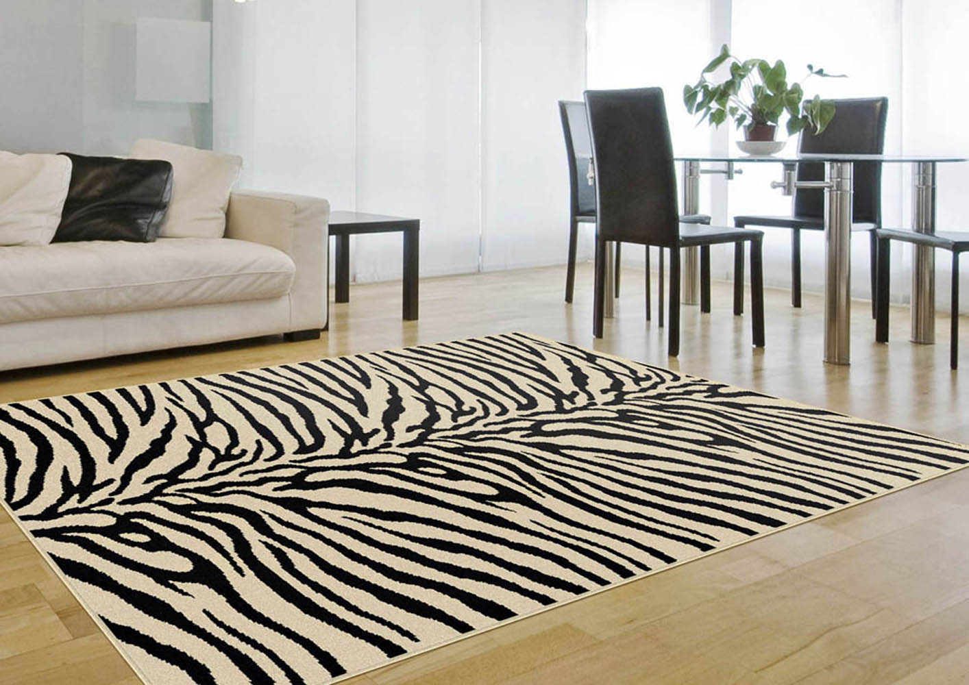 3 Piece Rug Set Zebra Beige Stripes Transitional Carpet eBay