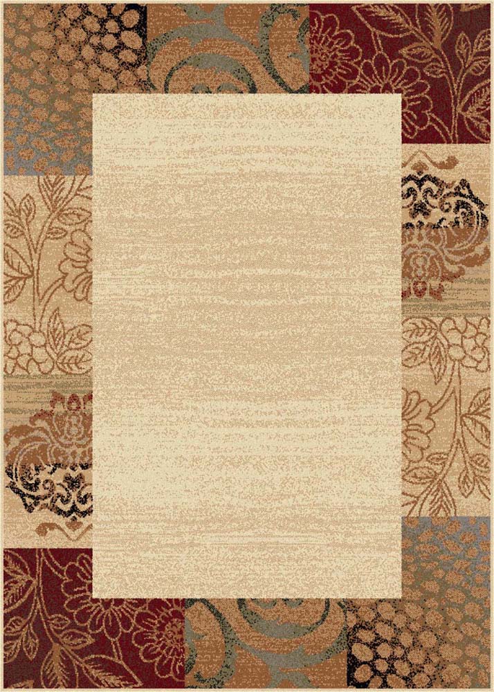 Ivories Border Blocks Country & Floral Area Rug Damask Bordered Flower Carpet - Picture 4 of 9