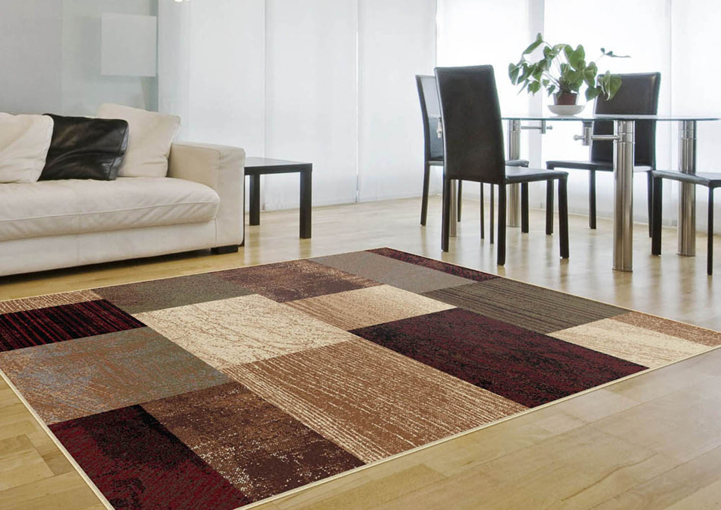 Multi-Color Squares Panels Contemporary Area Rug Blocks Patchwork Boxes Carpet - Picture 5 of 6