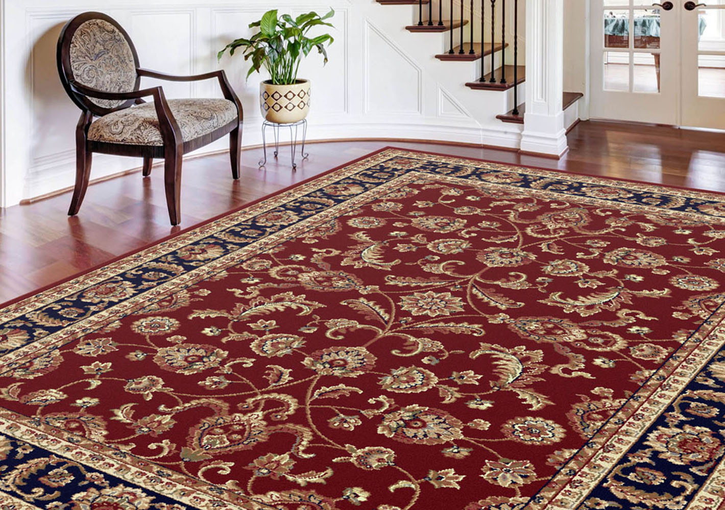 Alfombra persa bordeada Red Scrolls Vines área oriental hojas orientales - Imagen 9 de 15