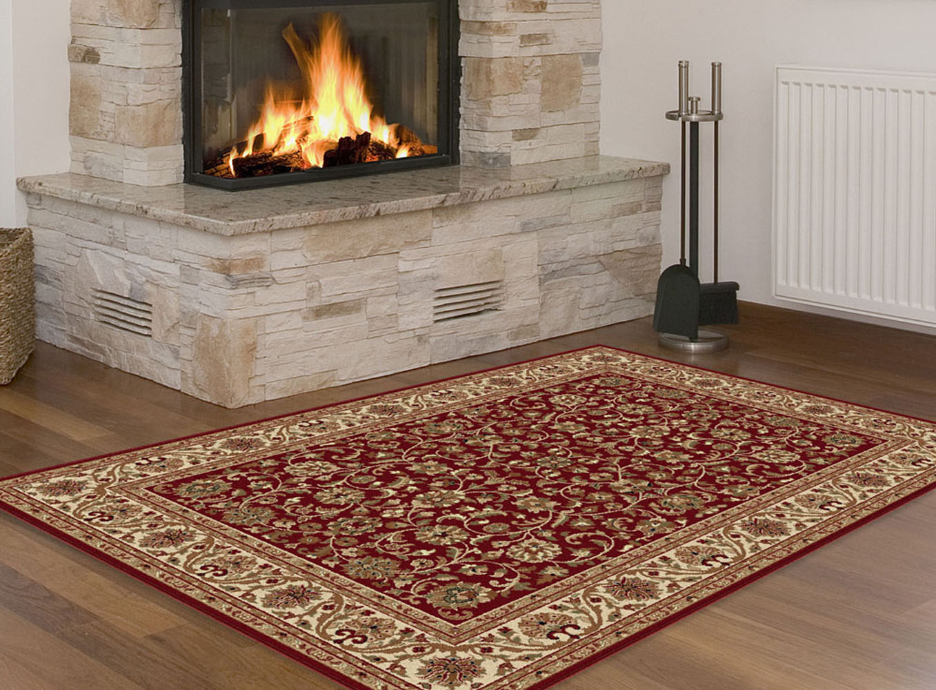 Red Leaves Vines Persien Area Rug Oriental Flowers Scrolls Oriental Carpet - Picture 6 of 9