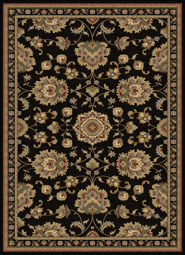 Black Circles Rings Loops Persien Area Rug Bordered Discs Vines Oriental Carpet - Picture 13 of 15