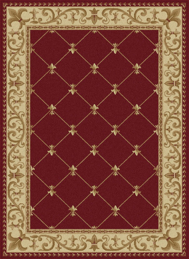 Roter Flur De Lis Locken Perserteppich umrandet Wellen Linien Orientteppich - Bild 7 von 9