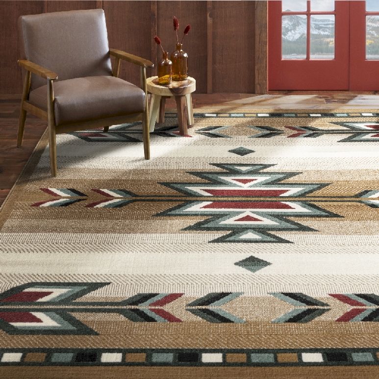 Rustic Southwestern Carpet Arrows Lodge Style Cabin Area Rug - Picture 11 of 12