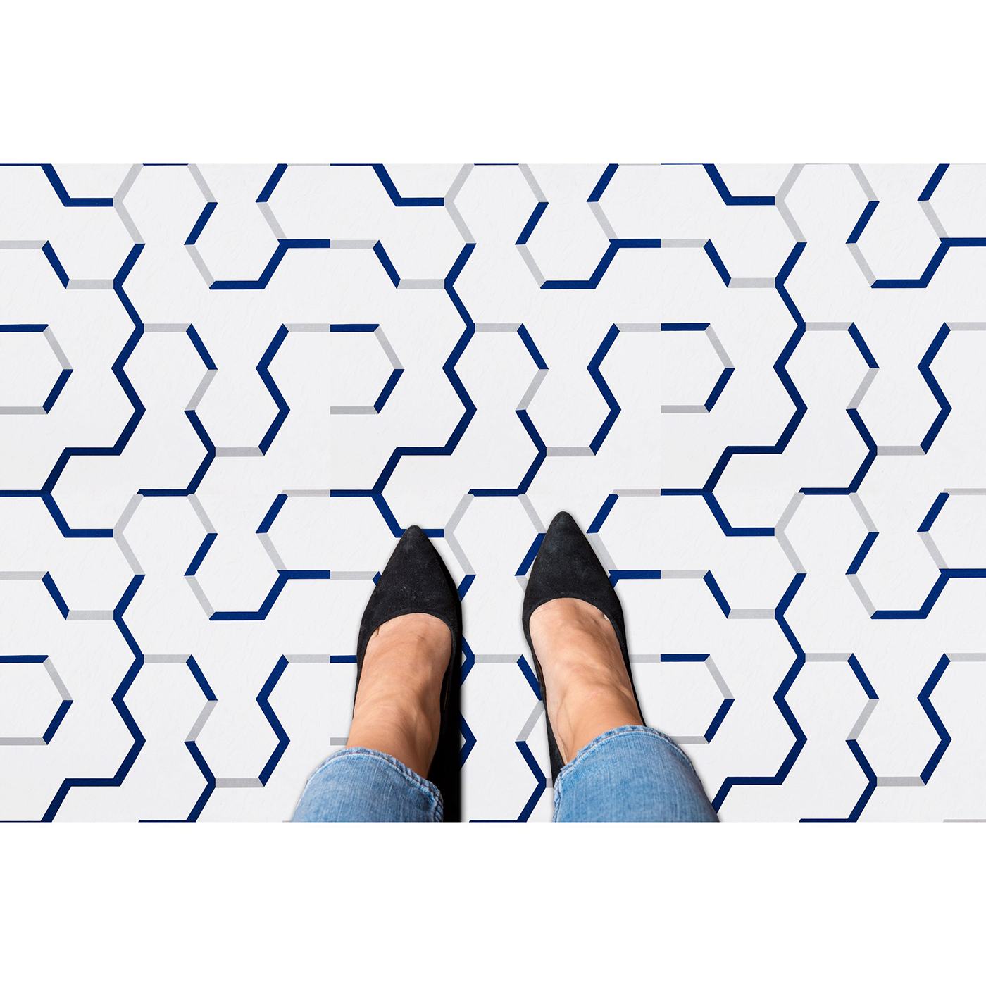 Self-Stick Vinyl Modern Geometric Floor Tiles 1.5mm Thick 12" x 12" 20 Tiles/Box - Picture 33 of 75