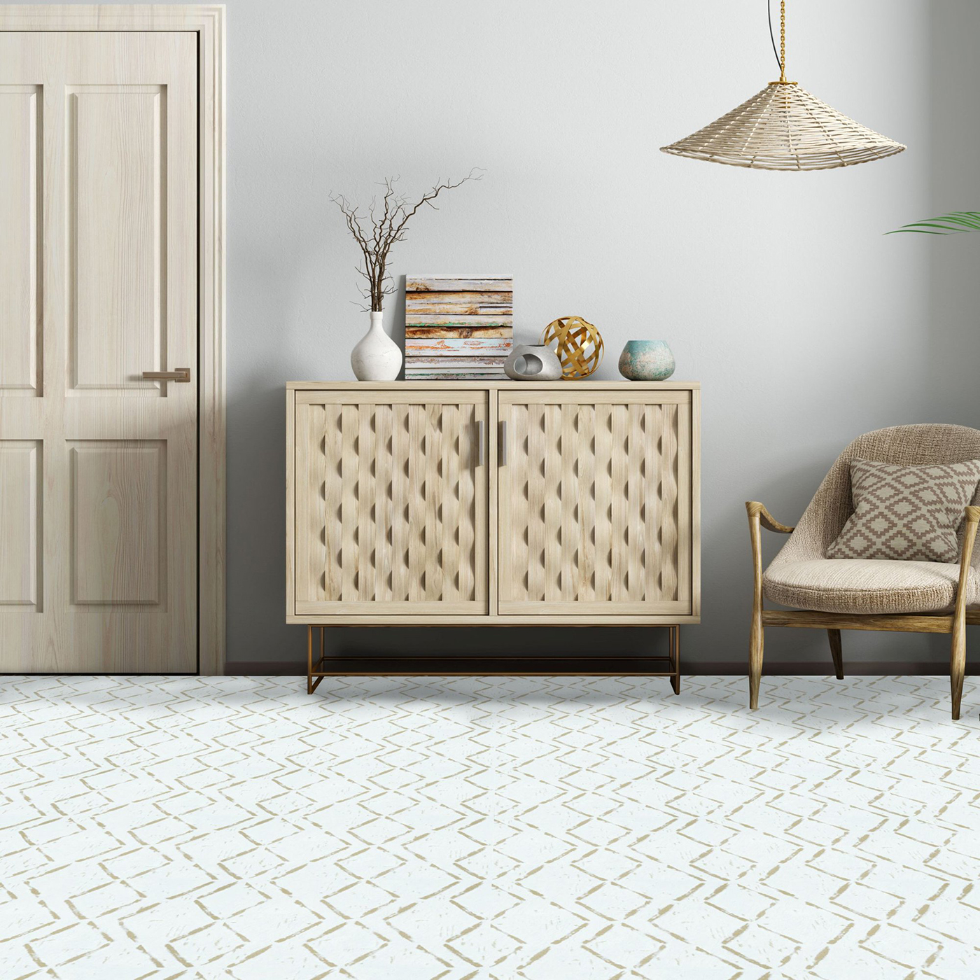 Self-Stick Vinyl Modern Geometric Floor Tiles 1.5mm Thick 12" x 12" 20 Tiles/Box - Picture 29 of 75