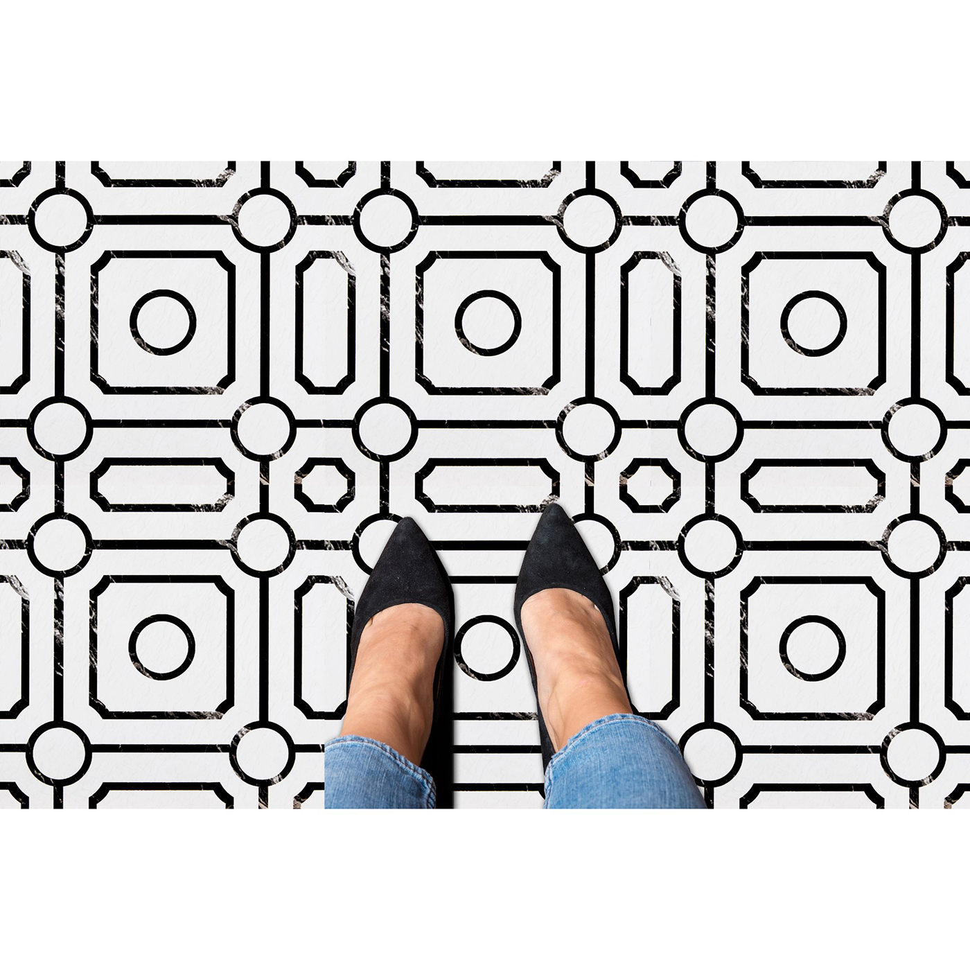Self-Stick Vinyl Modern Geometric Floor Tiles 1.5mm Thick 12" x 12" 20 Tiles/Box - Picture 18 of 75