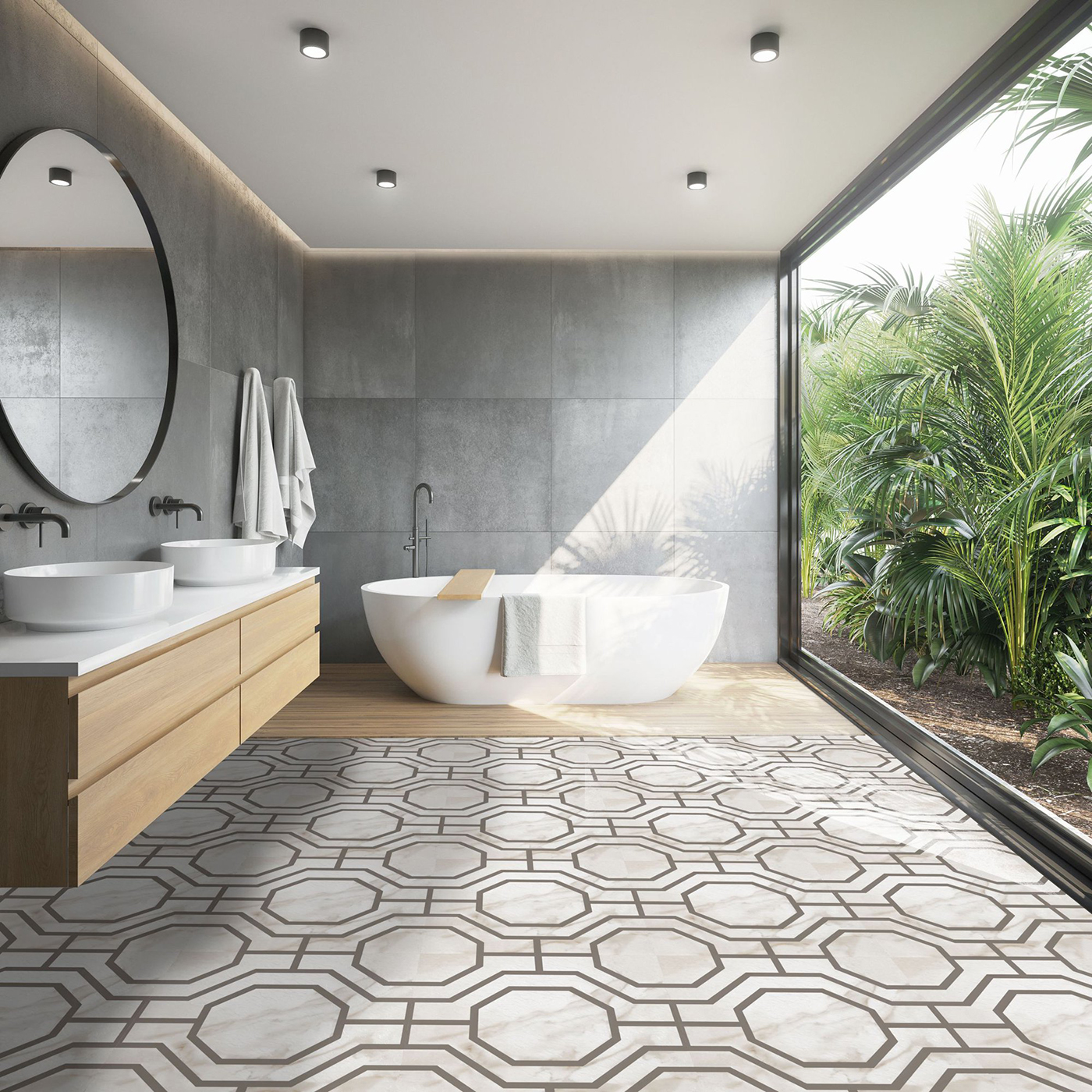 Self-Stick Vinyl Modern Geometric Floor Tiles 1.5mm Thick 12" x 12" 20 Tiles/Box - Picture 47 of 75