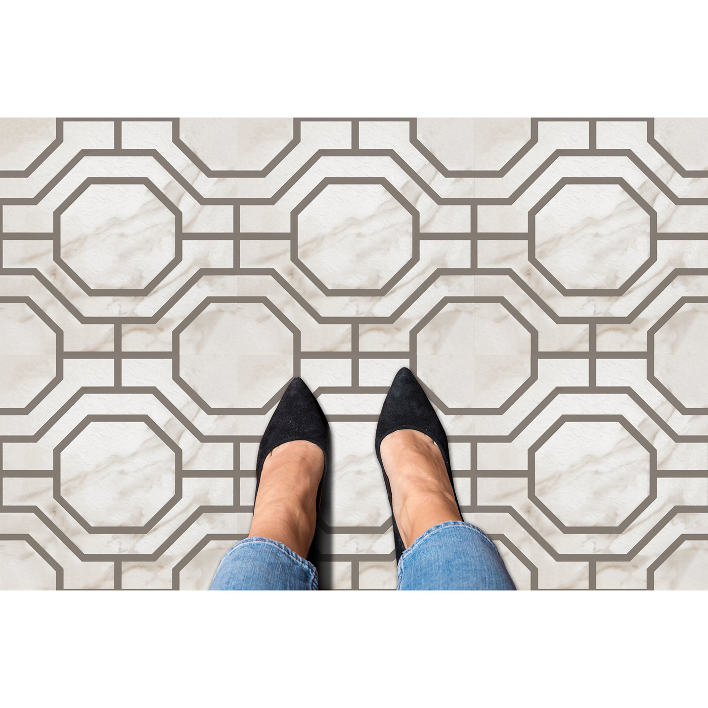 Self-Stick Vinyl Modern Geometric Floor Tiles 1.5mm Thick 12" x 12" 20 Tiles/Box - Picture 46 of 75