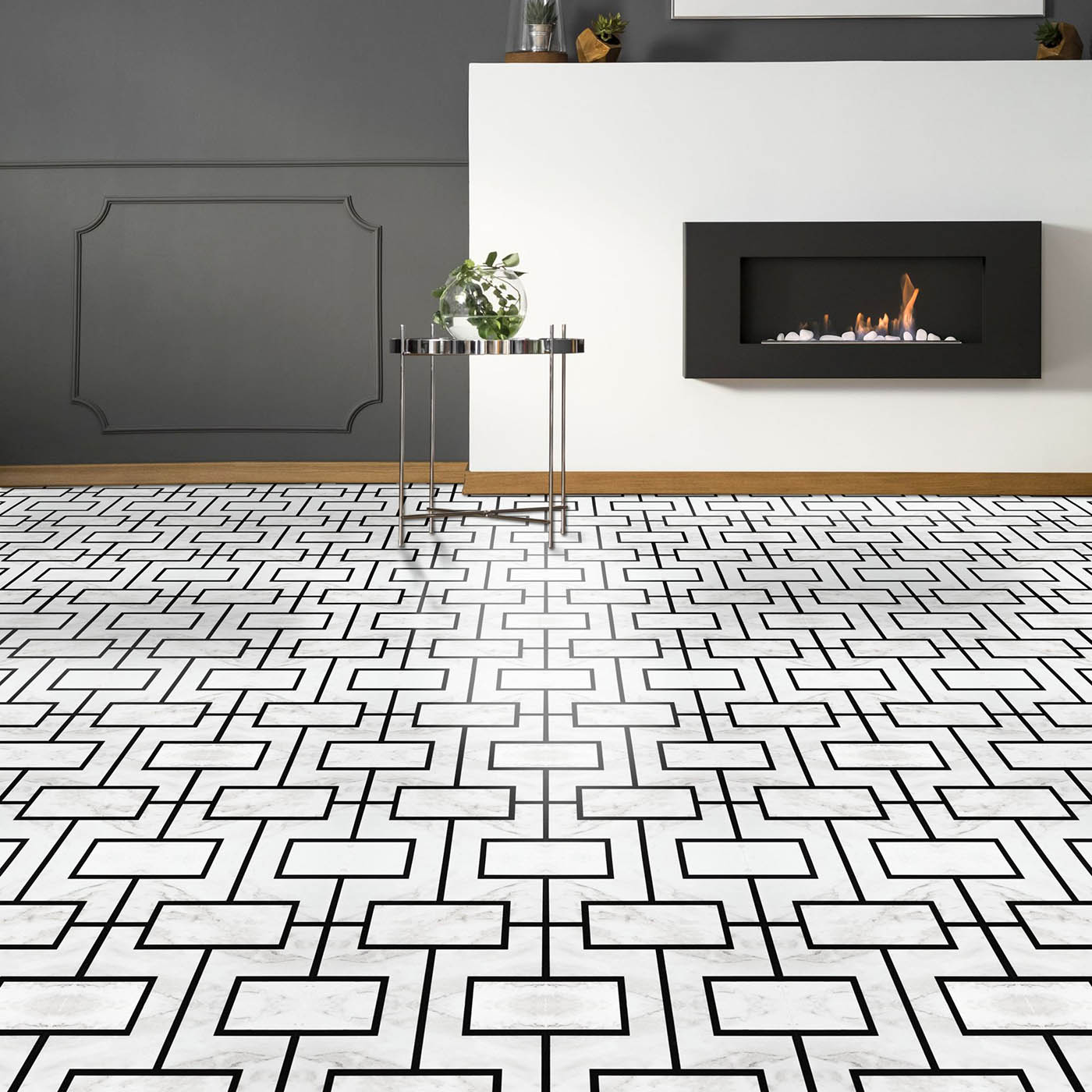 Self-Stick Vinyl Modern Geometric Floor Tiles 1.5mm Thick 12" x 12" 20 Tiles/Box - Picture 6 of 75