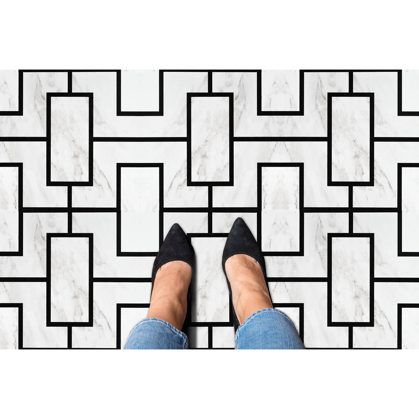 Self-Stick Vinyl Modern Geometric Floor Tiles 1.5mm Thick 12" x 12" 20 Tiles/Box - Picture 5 of 75