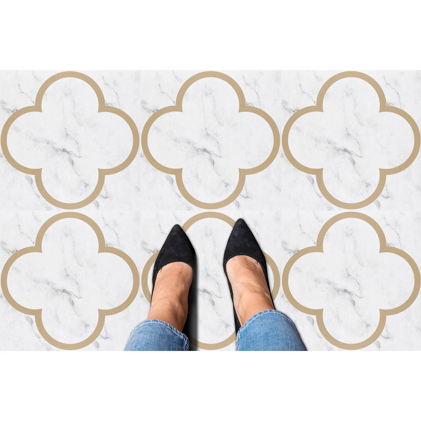 Self-Stick Vinyl Modern Geometric Floor Tiles 1.5mm Thick 12" x 12" 20 Tiles/Box - Picture 59 of 75