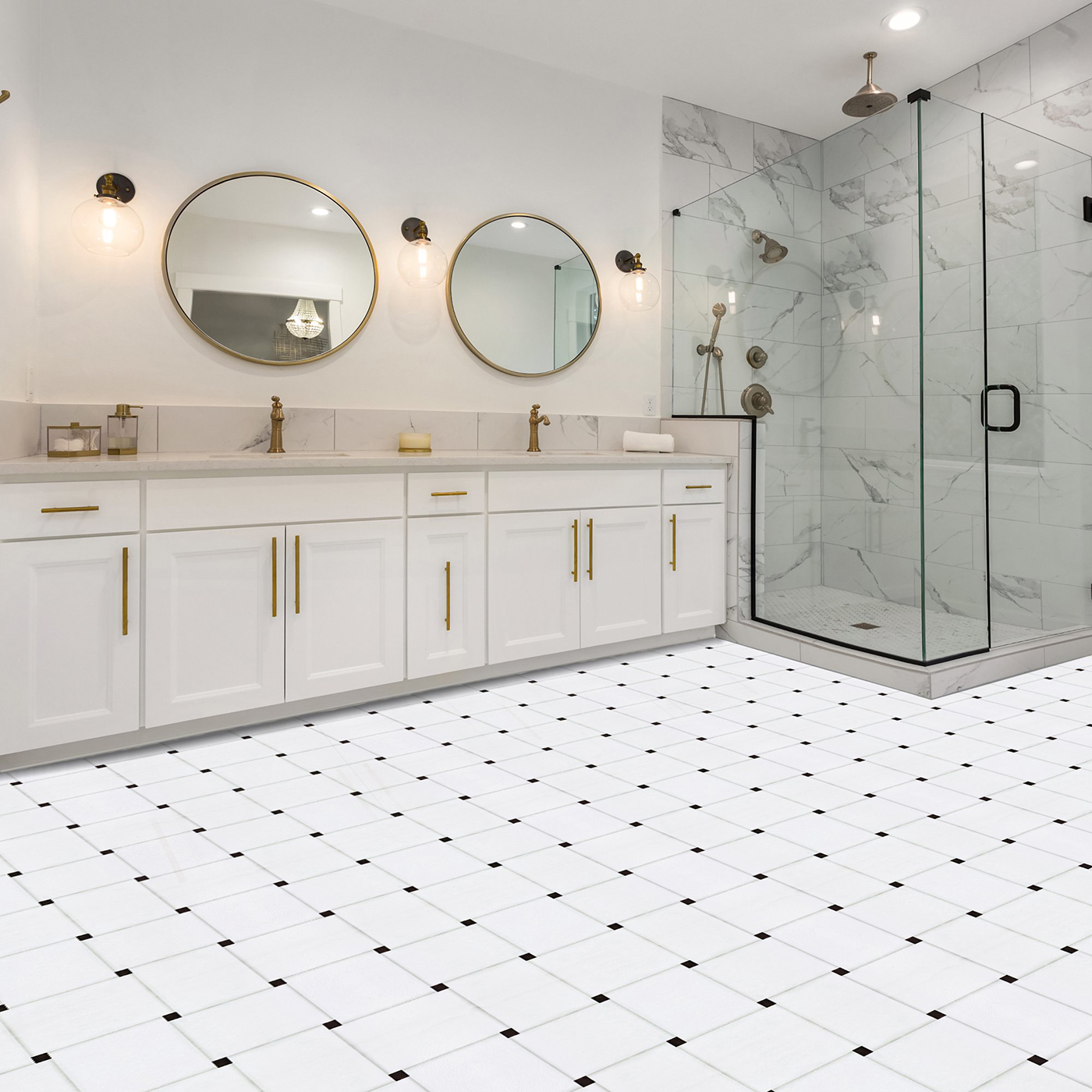 Self-Stick Vinyl Modern Geometric Floor Tiles 1.5mm Thick 12" x 12" 20 Tiles/Box - Picture 75 of 75