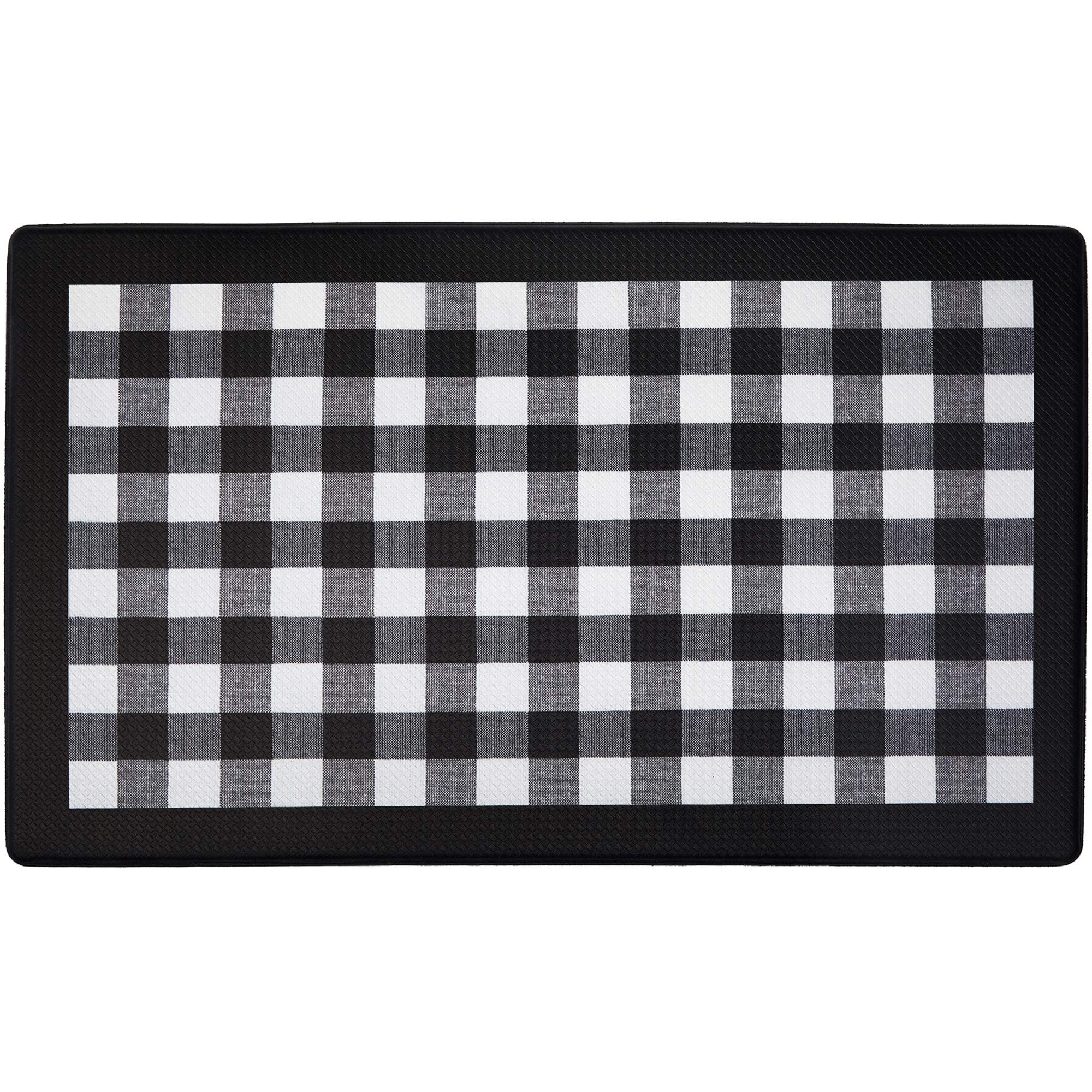 Plaid Anti Fatigue Mat, Non Slip Textured Buffalo Comfort Standing Floor Mats
