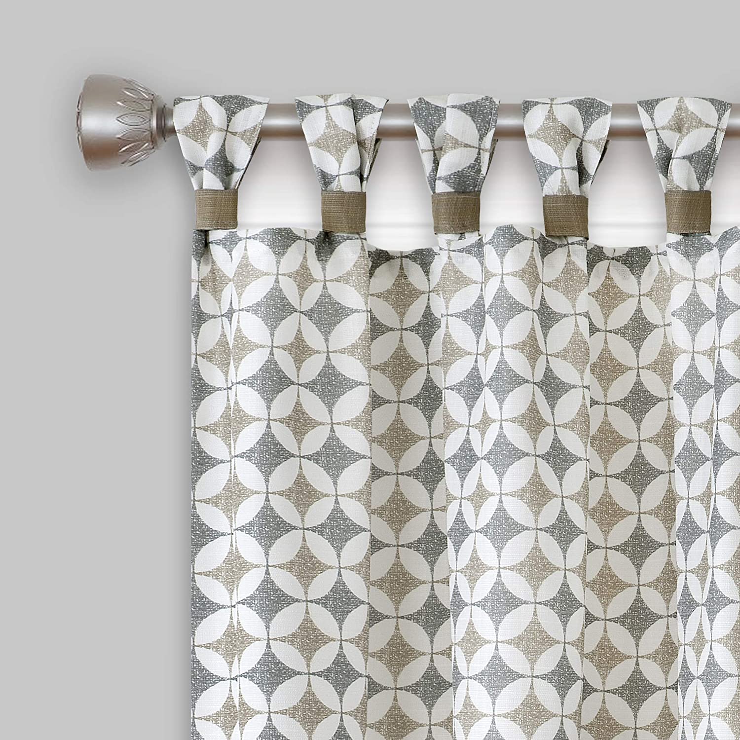 Window Curtain Panels, Geometric Plaid Gingham, Cuff Tab Top Drapes | eBay