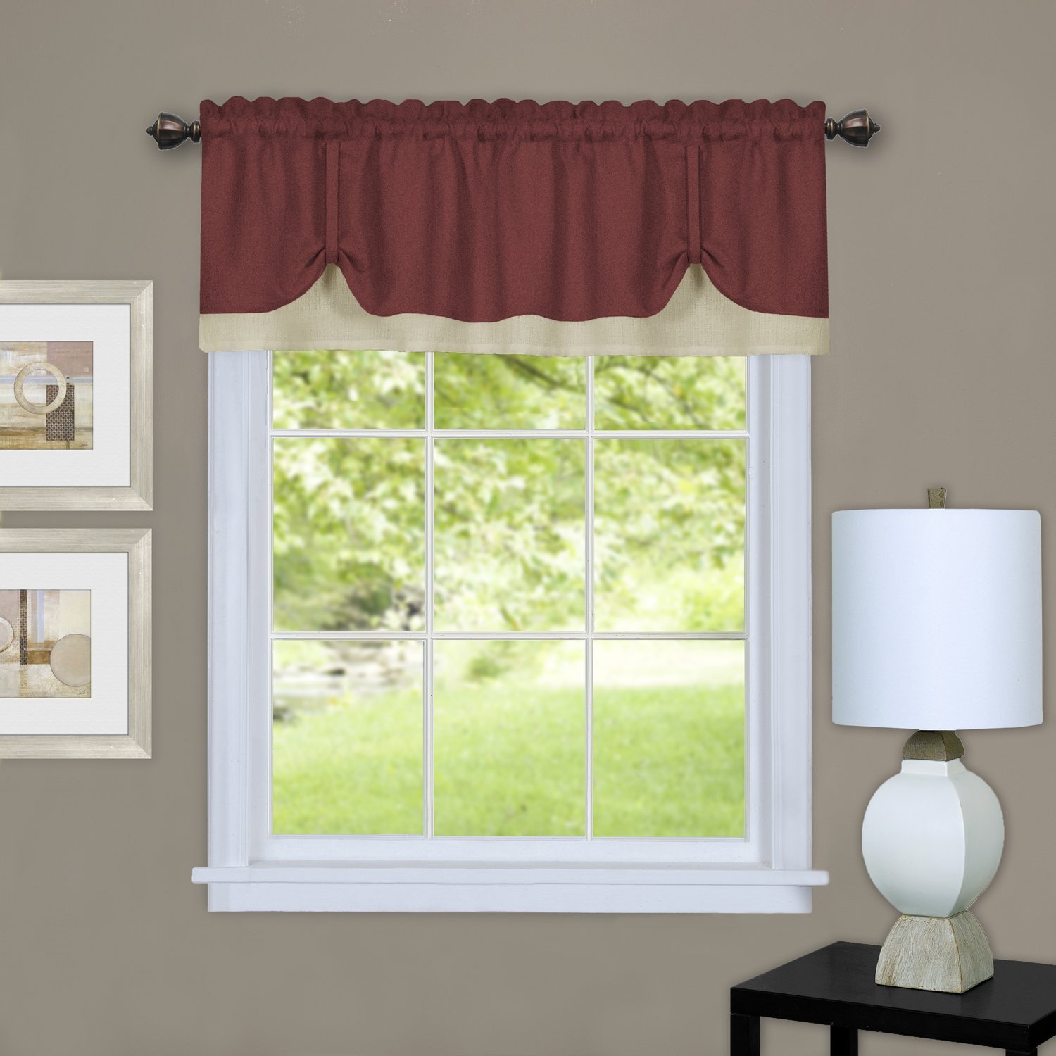 Solid Window Curtain Double Layer Tier Pair Valance Set Ebay