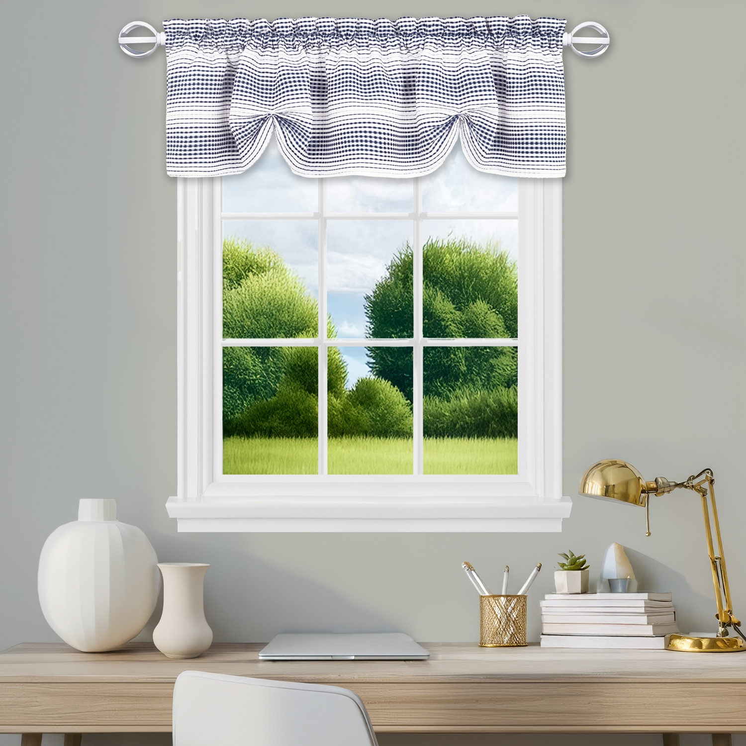 PowerSellerUSA Gramercy Ombre Polyester Rod Pocket Window Valance, 58″ x 14″