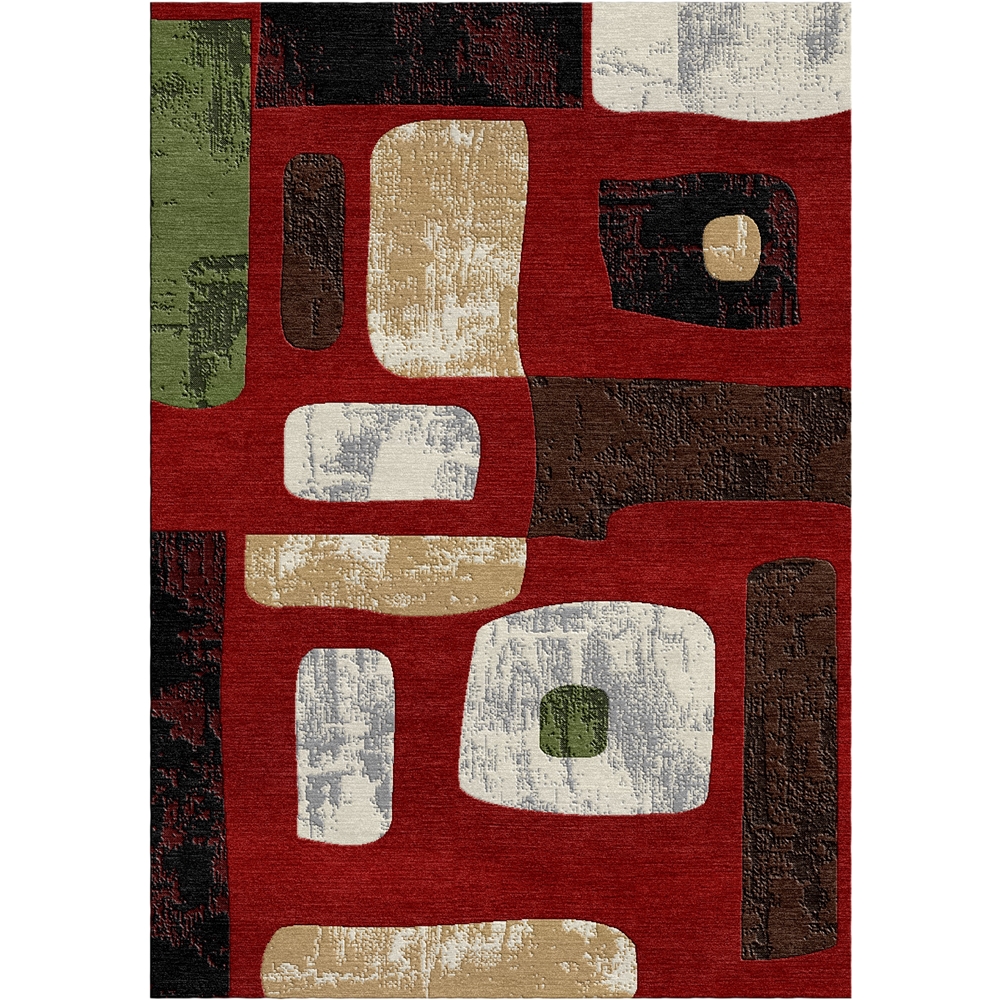 Sumatra Area Rug with Modern Transitional Geometric Border Carpet Rugs