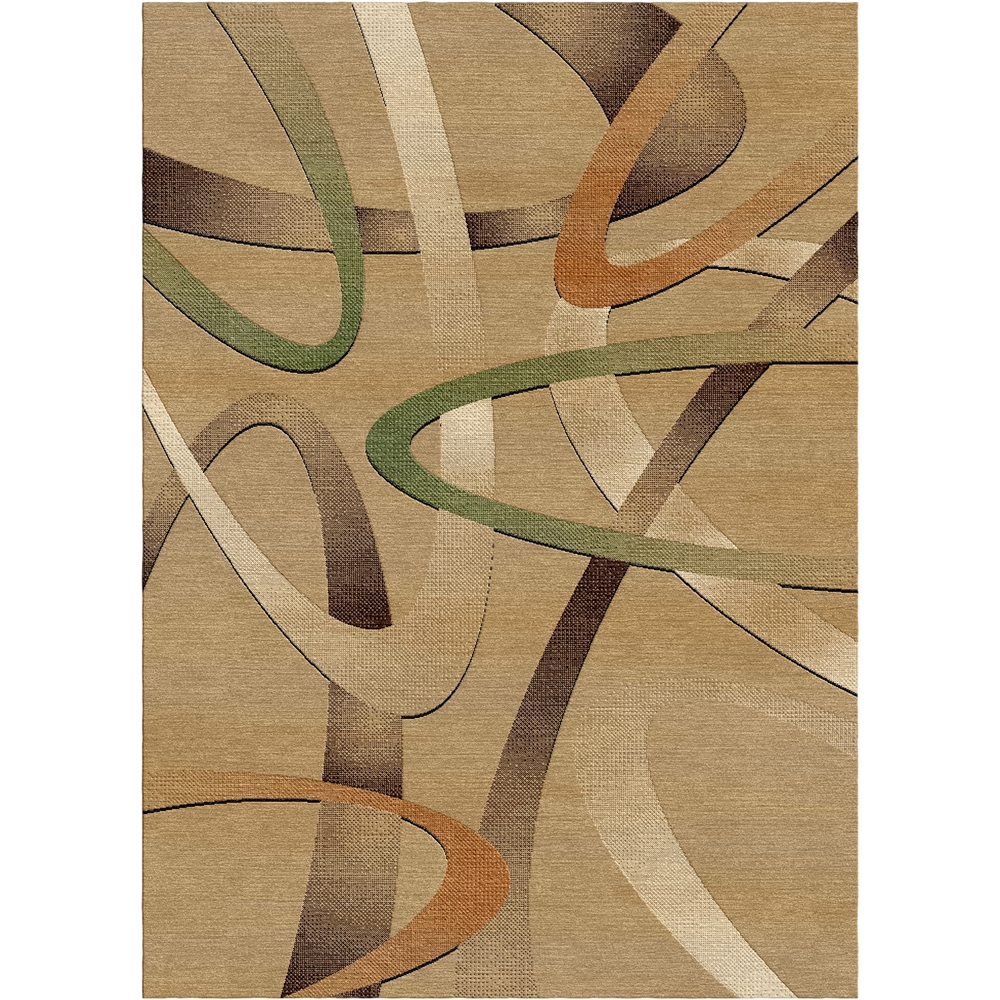 Alfombra geométrica abstracta moderna Sumatra con respaldo de yute - Imagen 2 de 5