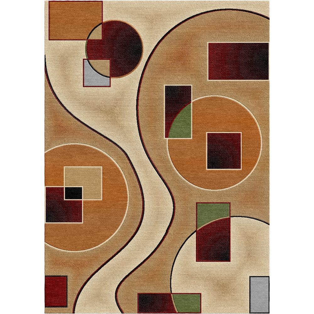 Sumatra Area Rug with Modern Contemporary Geometric Block Jute Backing