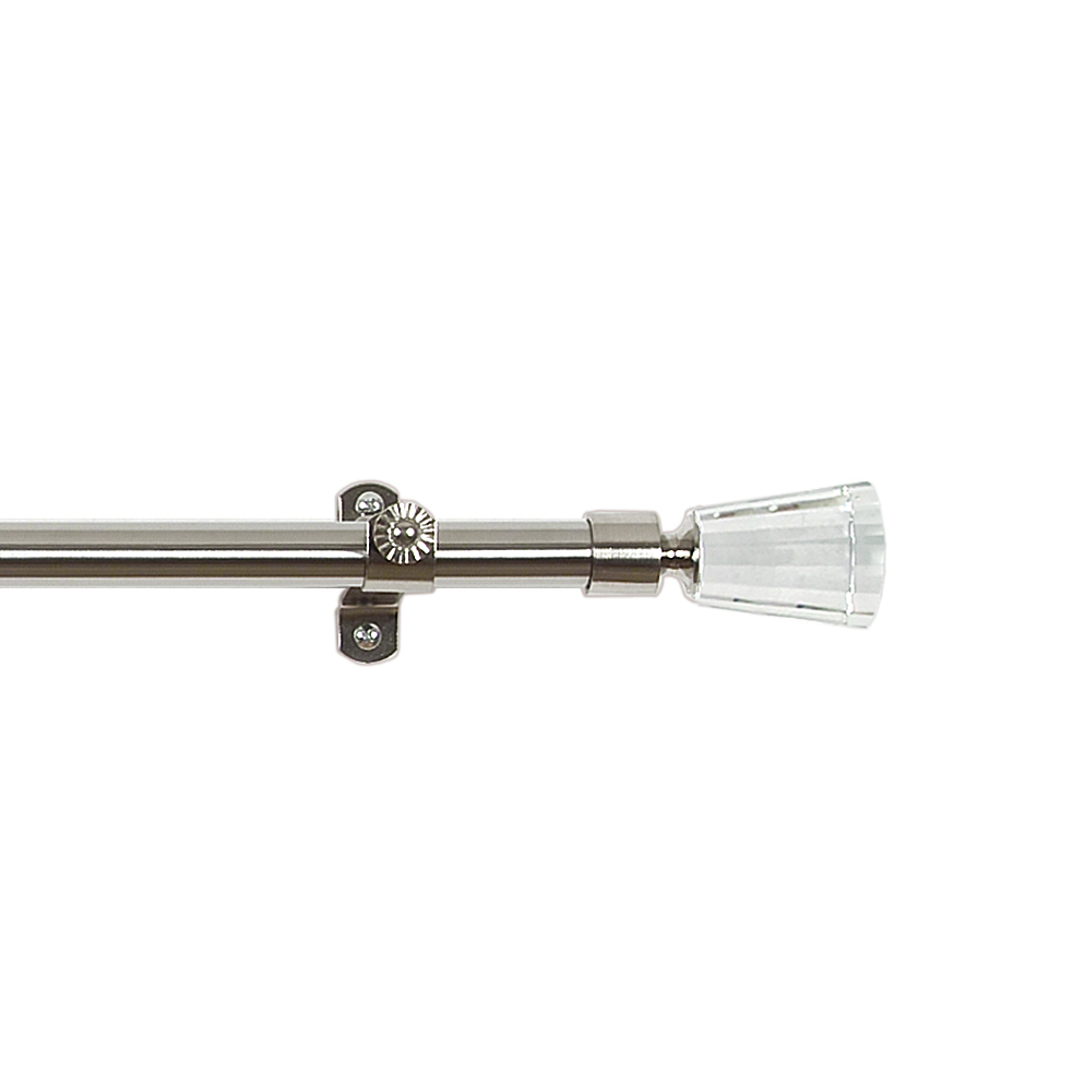 Crystal Urn Finial Set With 1 Metal Satin Curtain Rod Adjustable