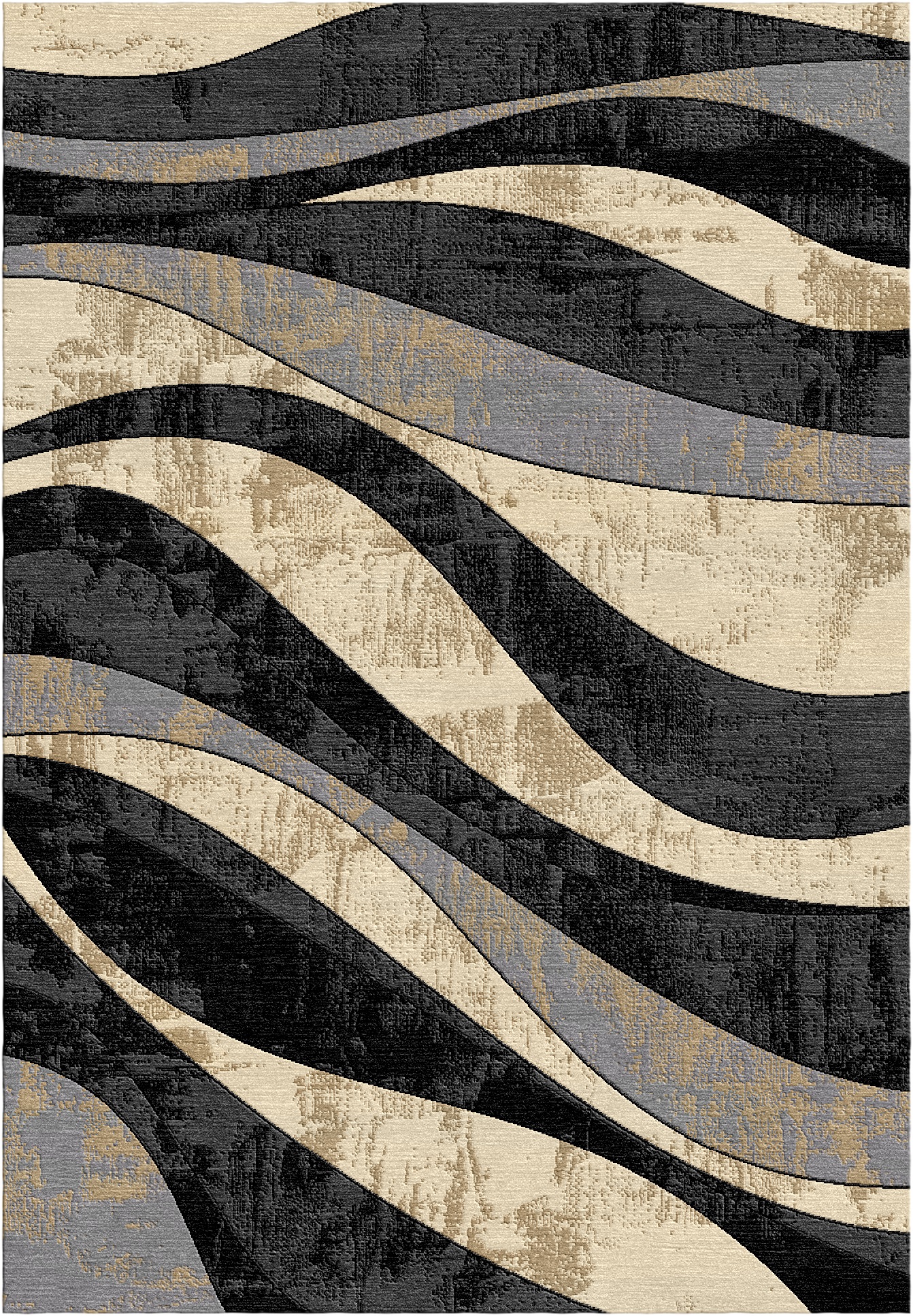 Soho Carpet Rugs Modern Abstract Waves Area Rug with Jute Backing - Picture 3 of 4
