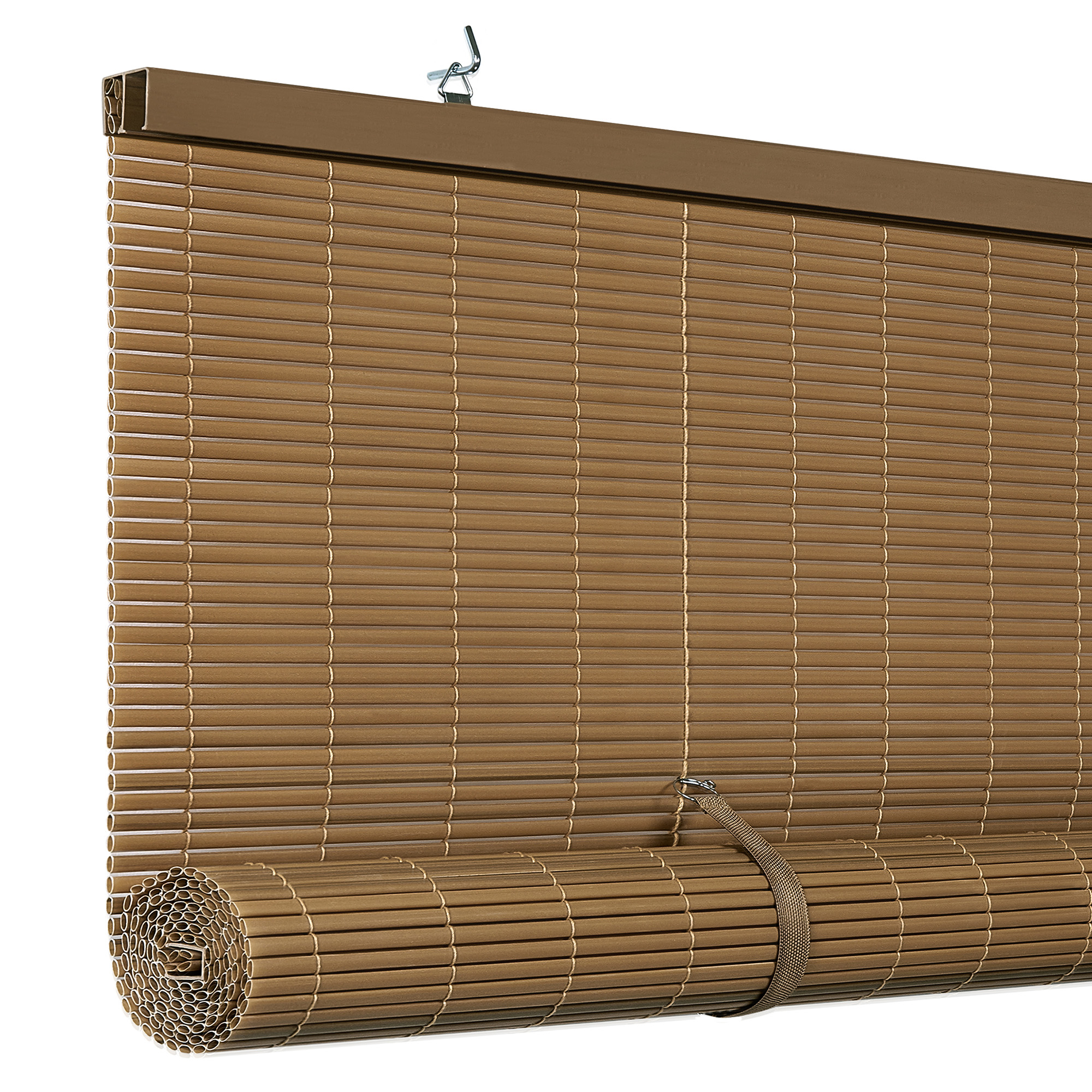 Letau Cordless Bamboo Roman Shades - Light Filtering Window Blinds For Kitchen, Office, Or Bedroom