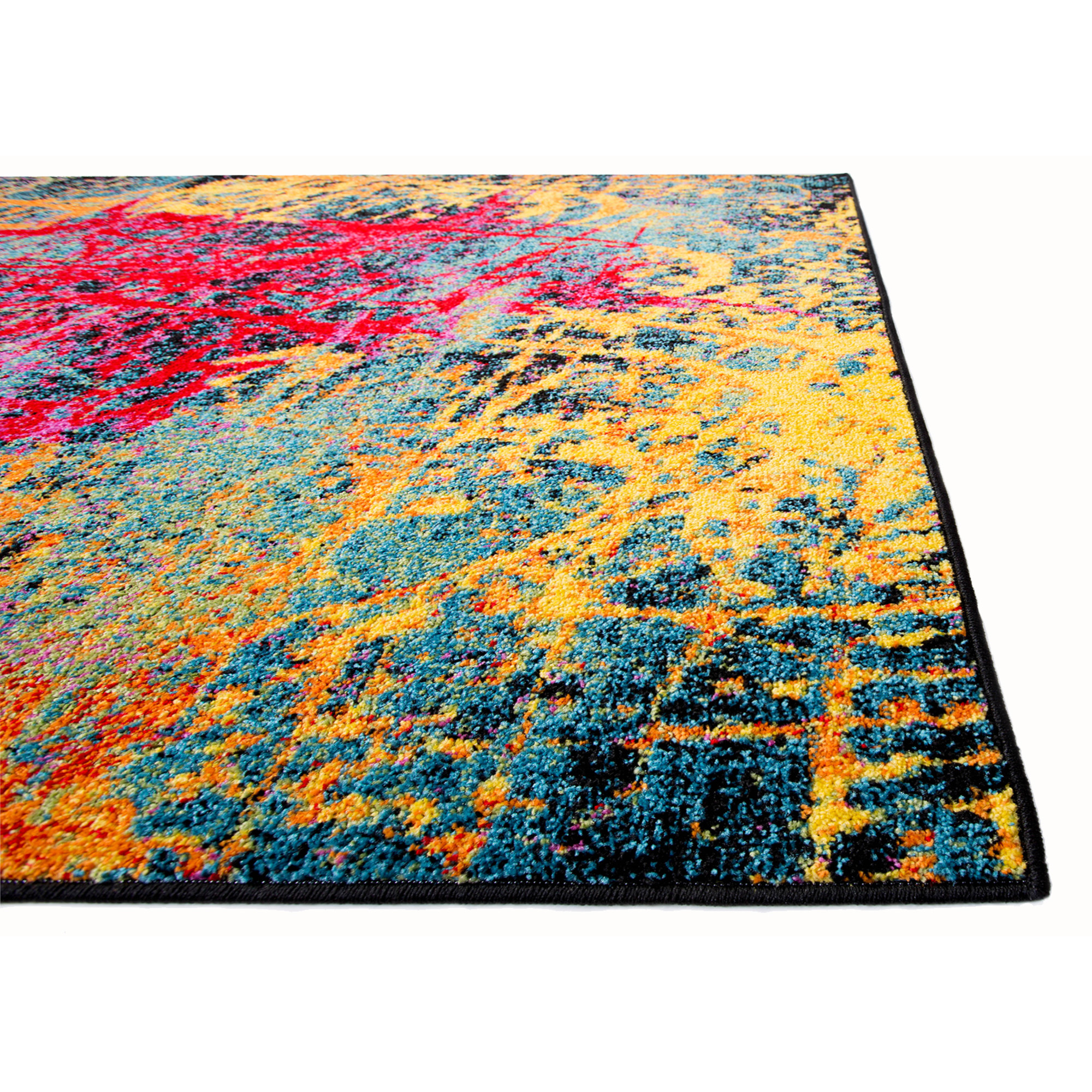 Lines Swirls Contemporary Modern Area Rug MultiColor Abstract