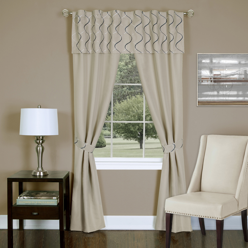 5pc Trellis Design Semi Sheer Window Curtain Set Panels Valance