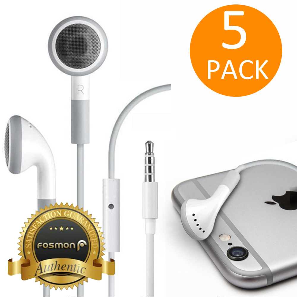 Fosmon 5x Apple iPhone 7 6 6S Plus iPod iPad 3.5mm Earbud Headet Headphone Mic | eBay