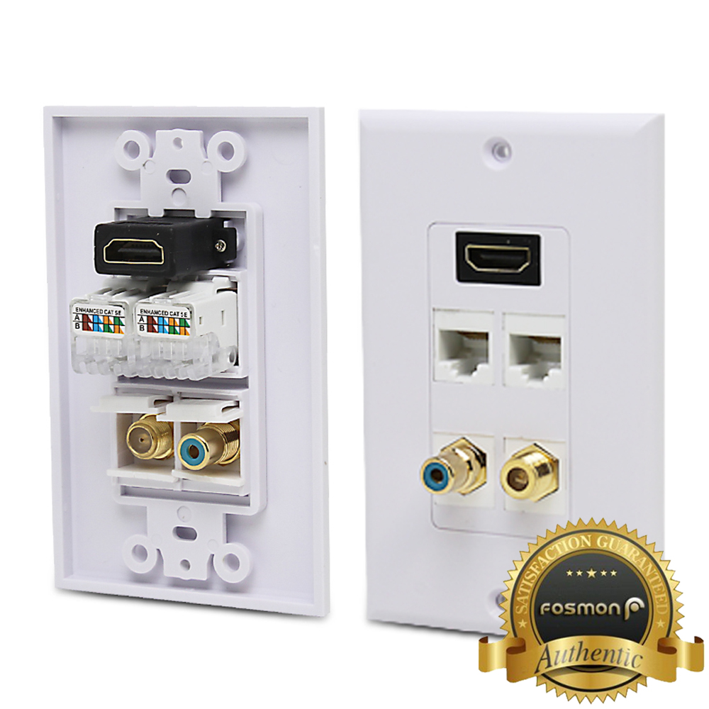 Fosmon HDMI RCA Mono Audio Coaxial Dual Wall Plate Face Cover