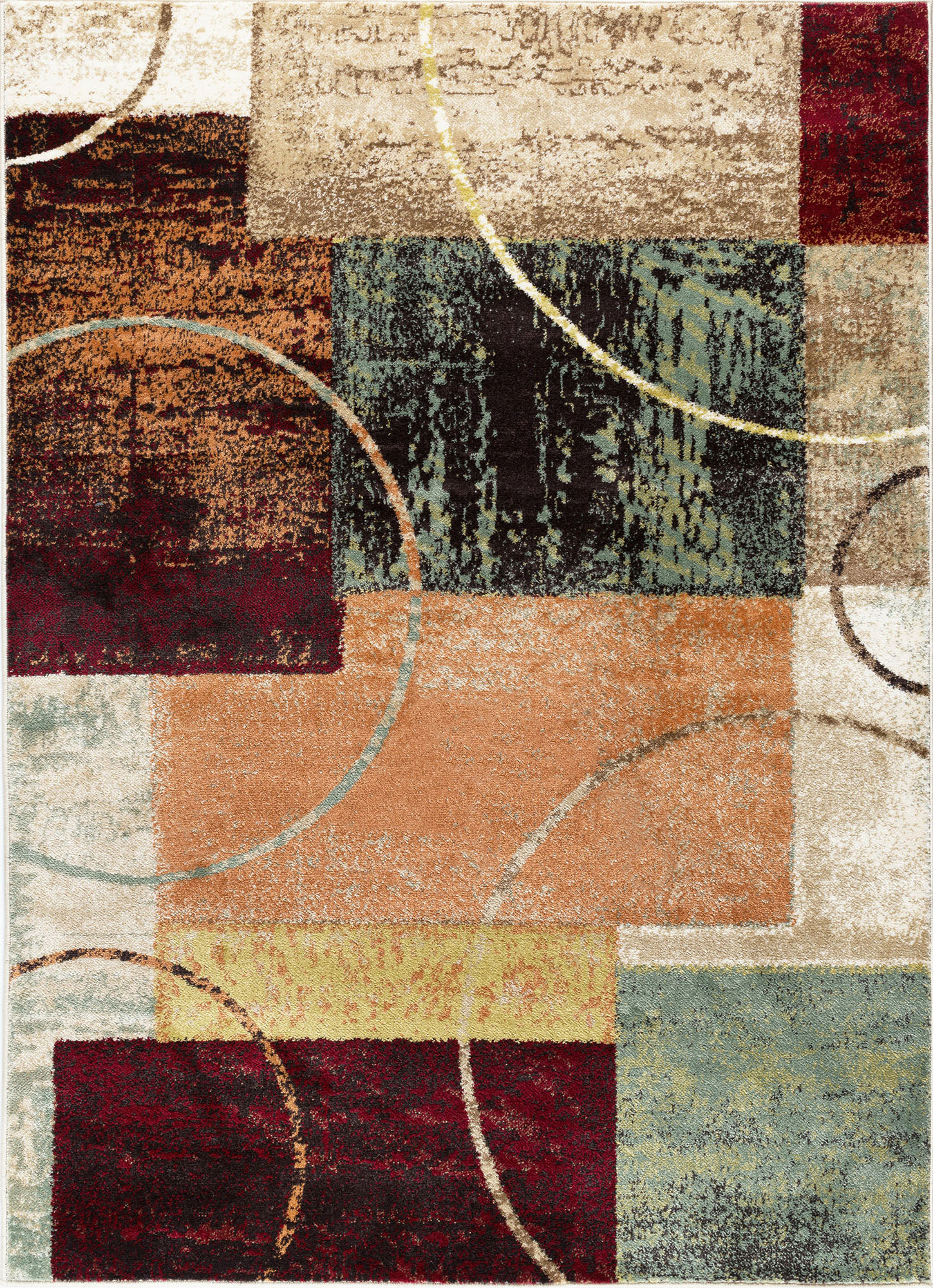 Mehrfarbige Quadrate Moderne Blöcke Vorleger Moderne Kreise Ringe Teppich - Bild 10 von 17