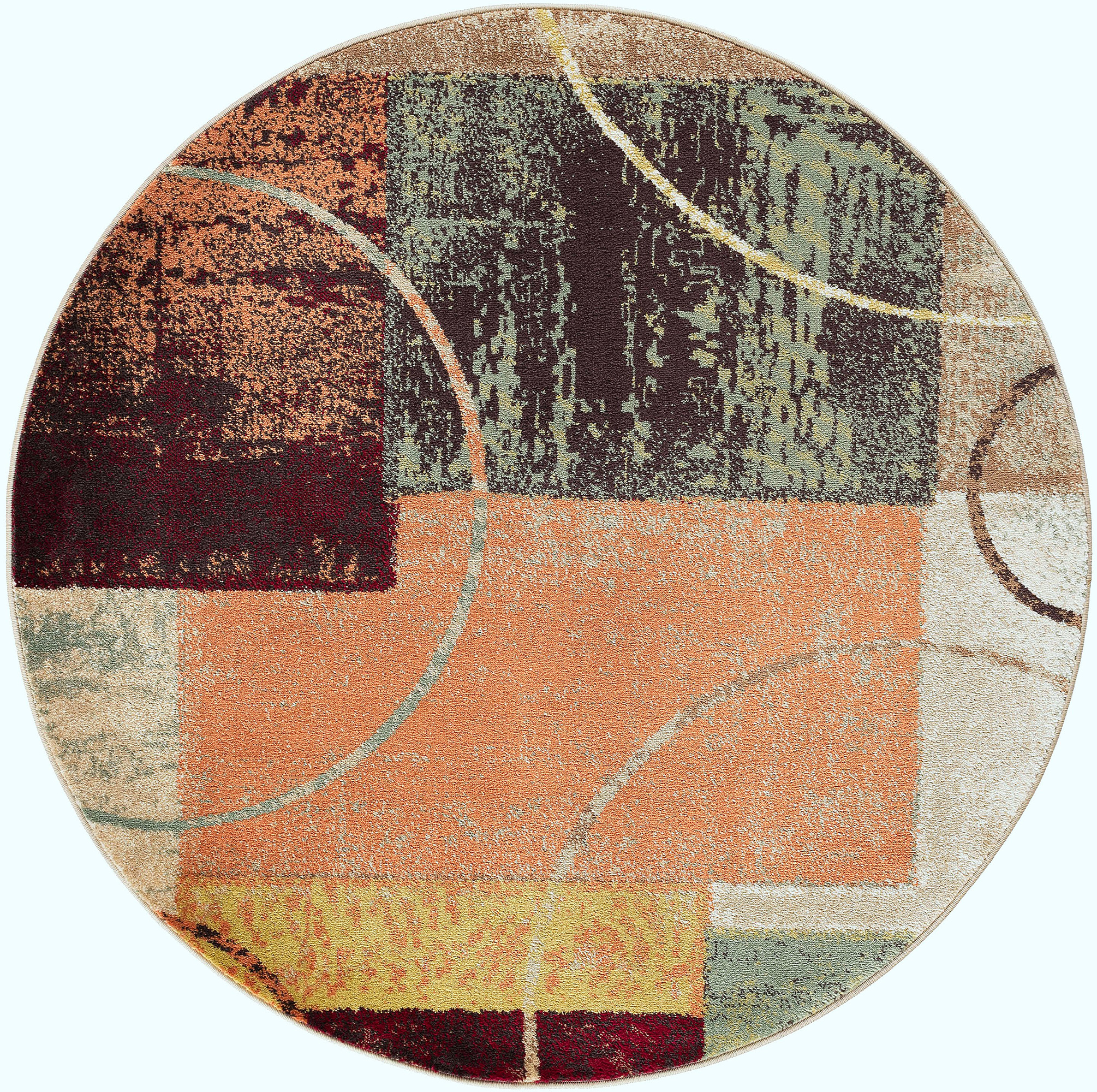 Mehrfarbige Quadrate Moderne Blöcke Vorleger Moderne Kreise Ringe Teppich - Bild 12 von 17