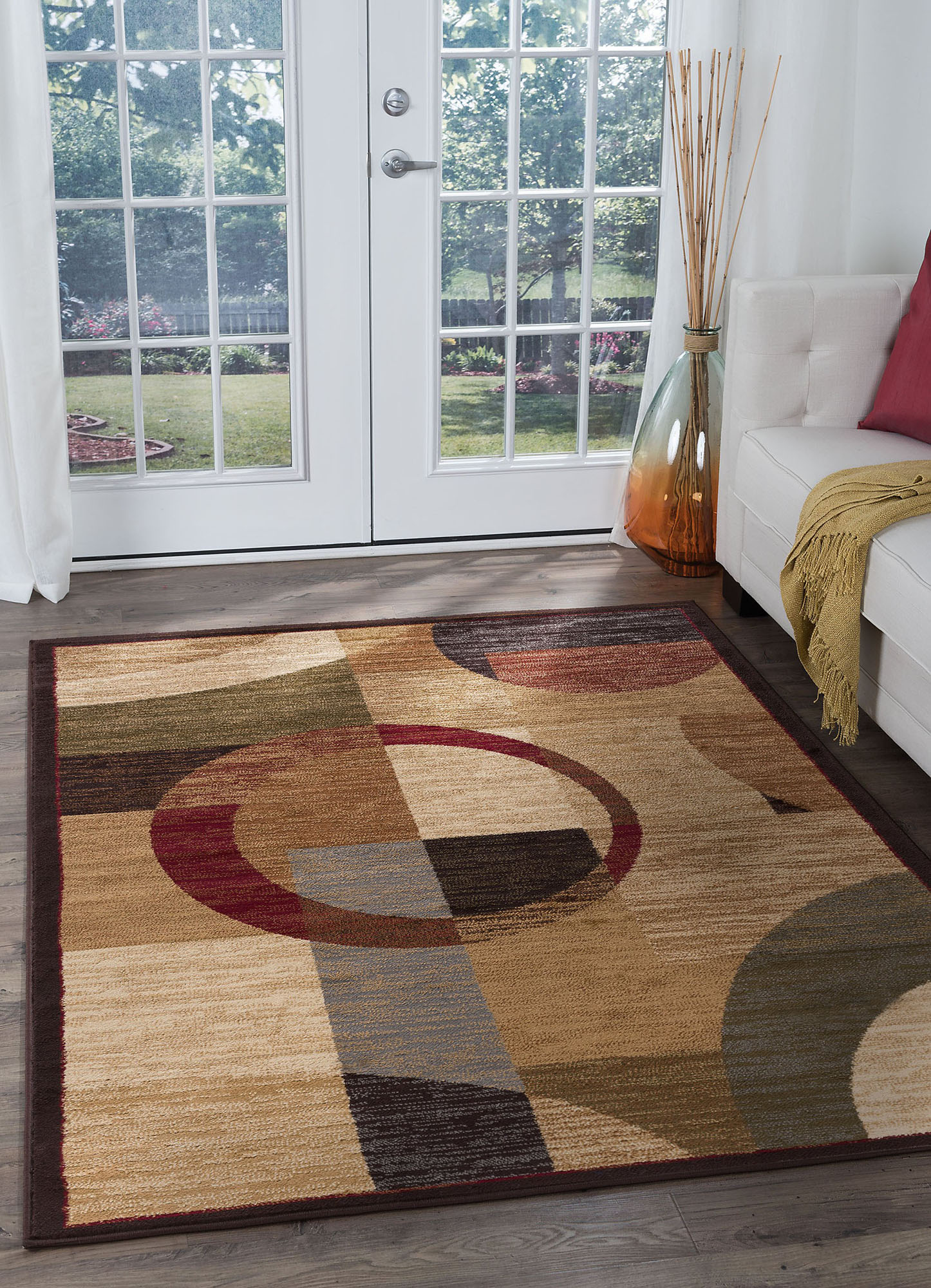 MultiColor Circles Square Border Modern Area Rug Geometric 5110 eBay