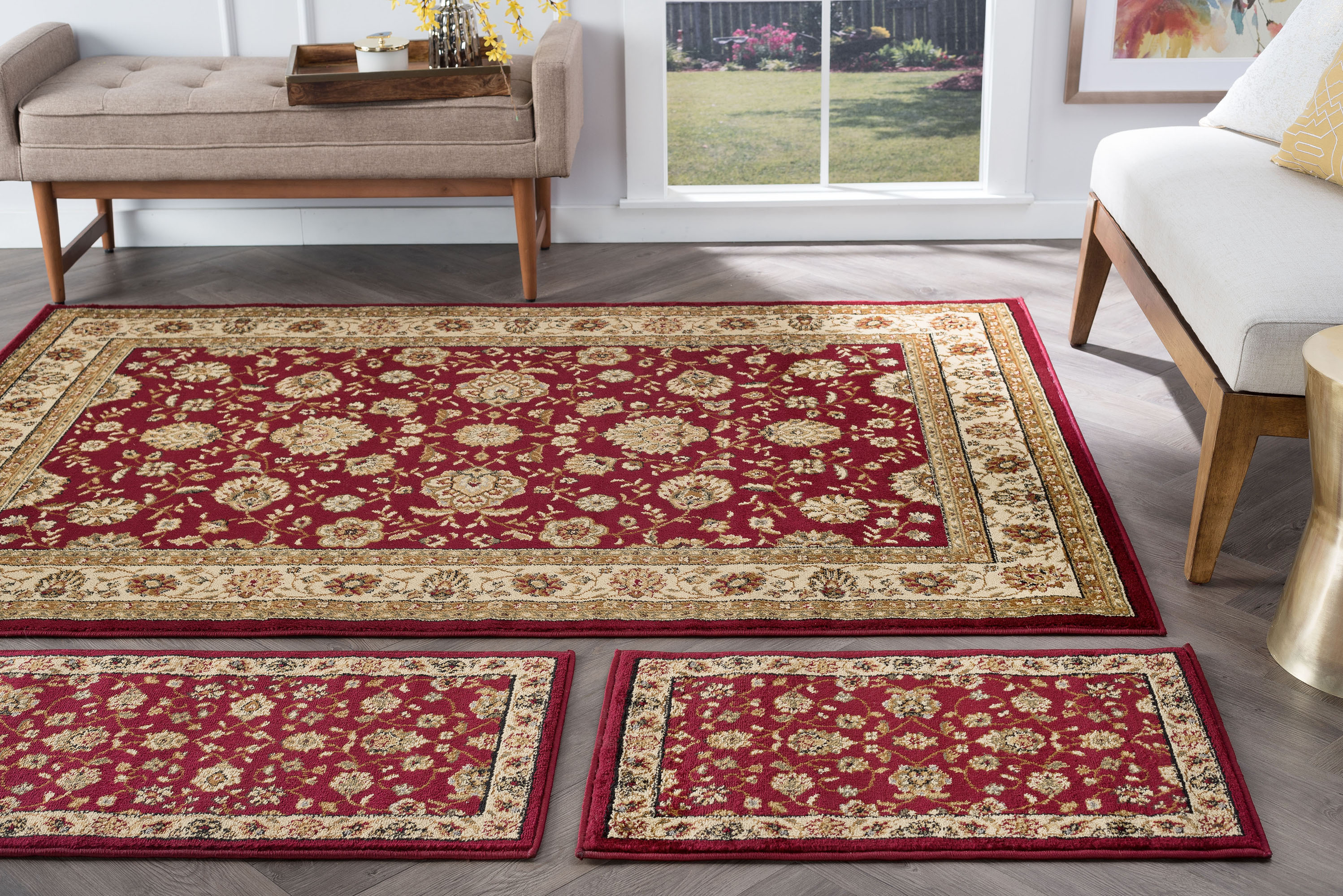 Red Border Traditional Persian Oriental Area Rug Runner Mat Carpet 3