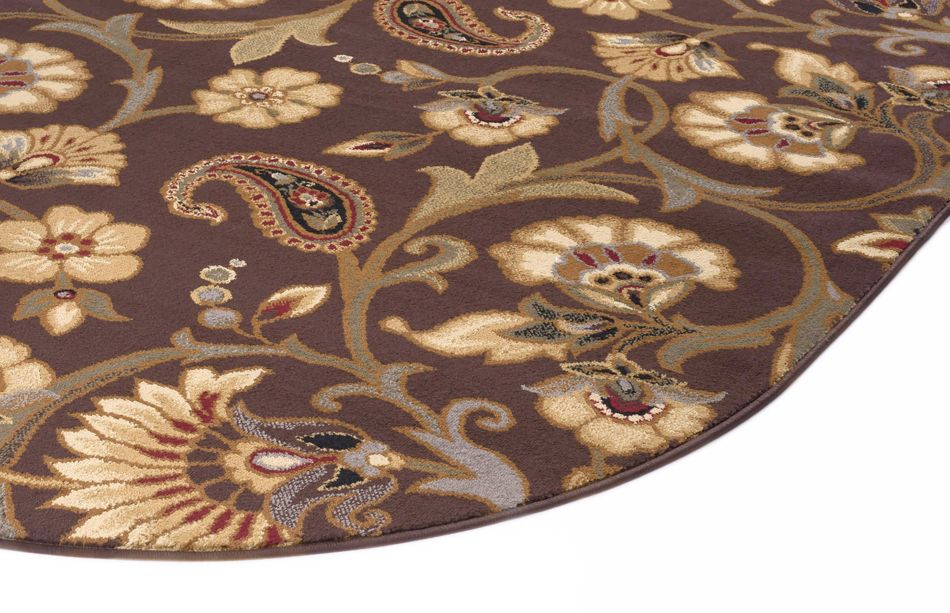 BROWN casual FLORAL vines AREA rug TRANSITIONAL ivory GREEN blue PAISLEY carpet - Picture 9 of 19