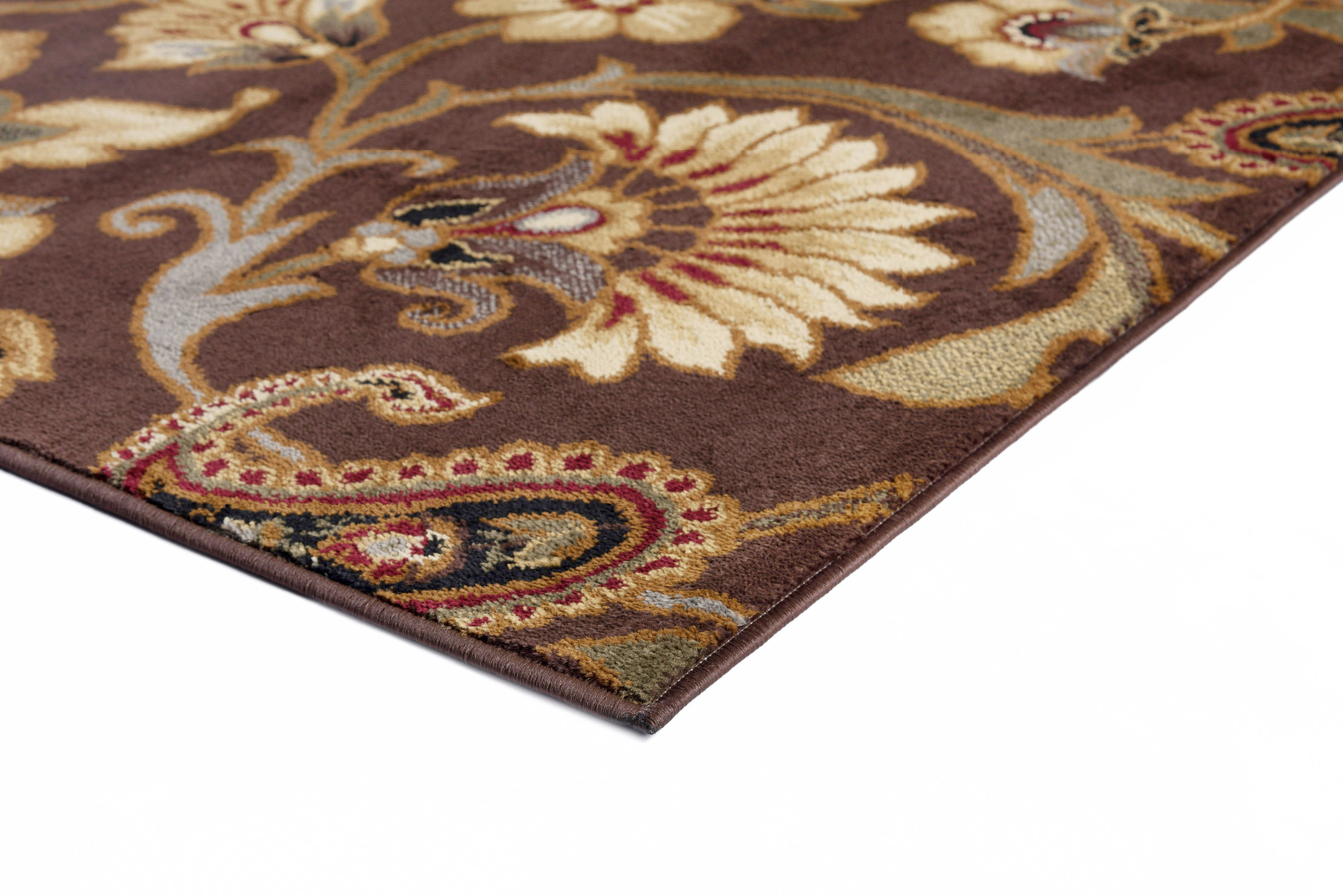BROWN casual FLORAL vines AREA rug TRANSITIONAL ivory GREEN blue PAISLEY carpet - Picture 14 of 19