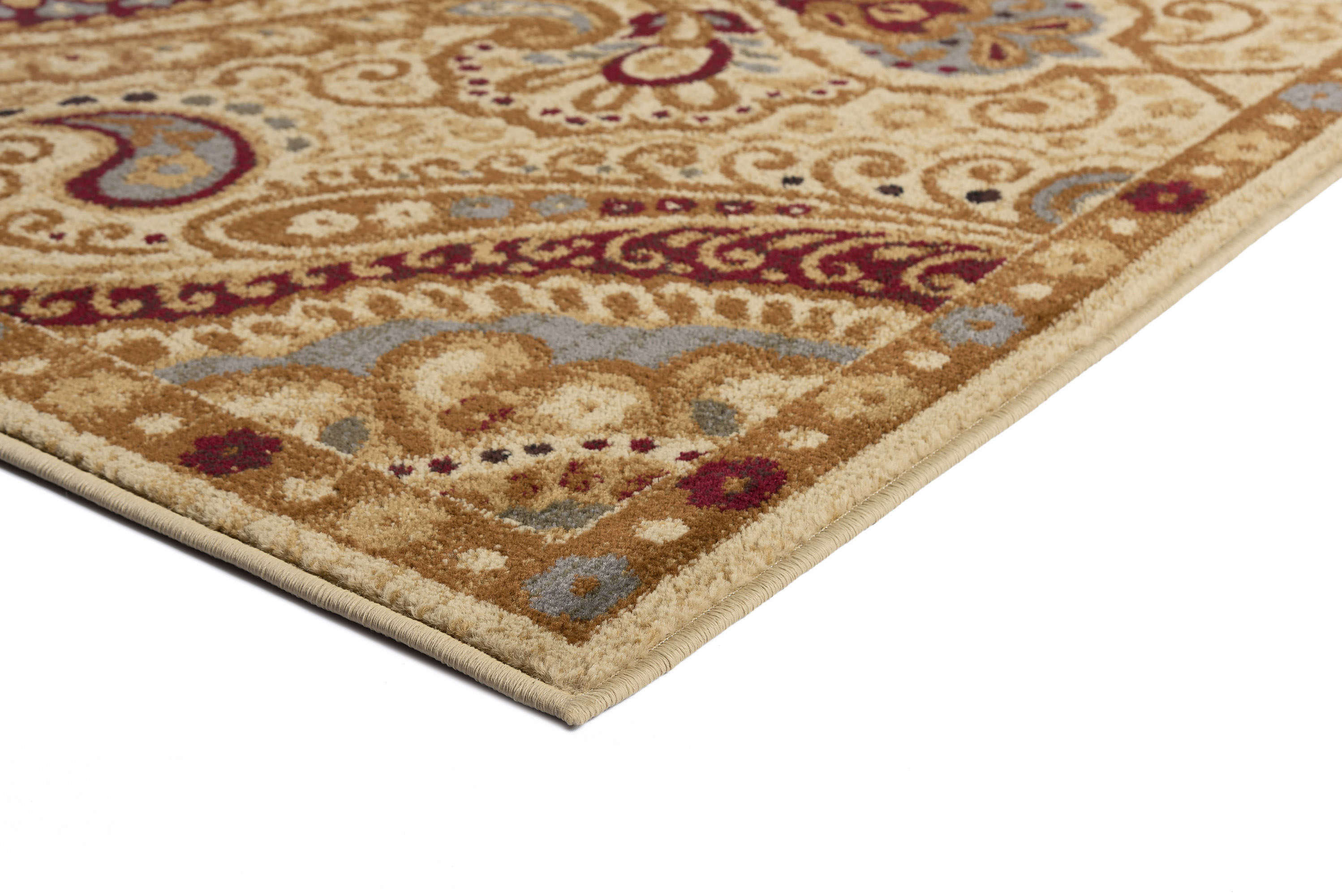 Ivory Paisley Transitional Area Rug Curls 8x10 Carpet Actual 7' 6" x 9