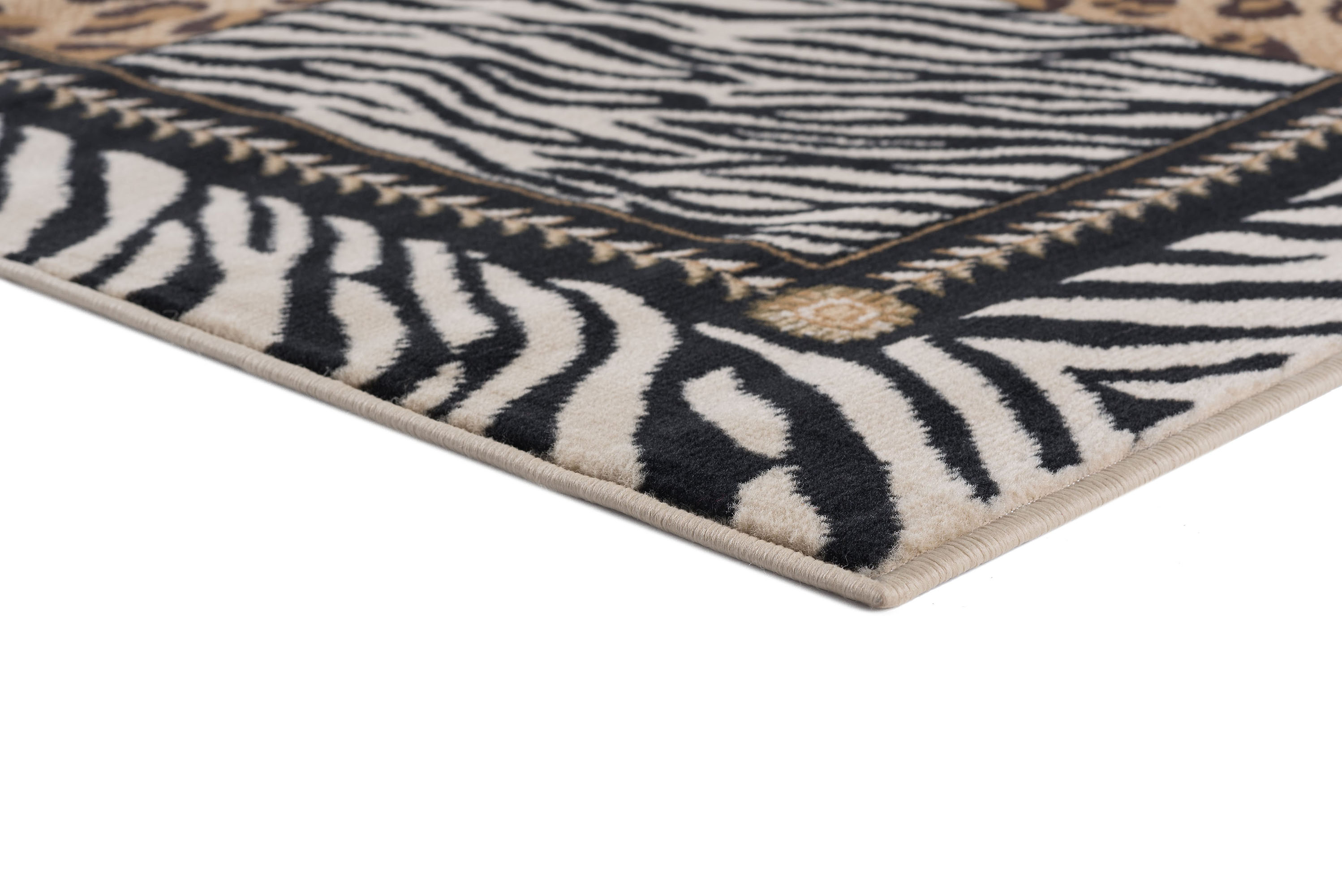 MultiColor Casual Leopard Print Geometric Squares Area Rug Zebra