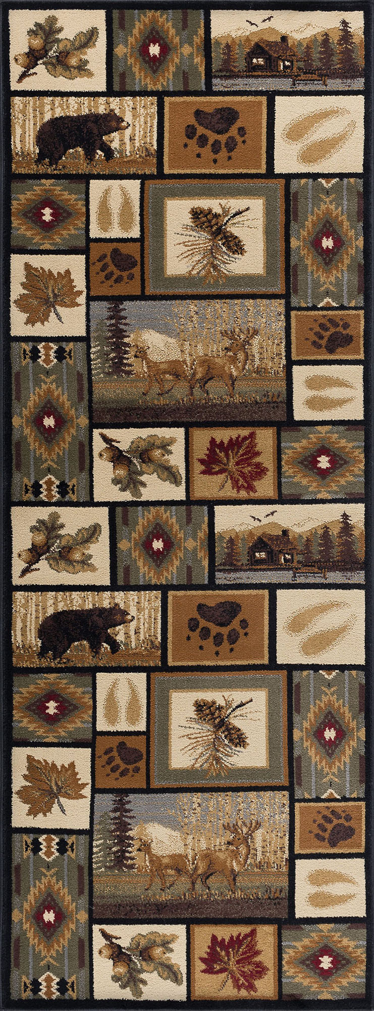 Multi Southwestern Lodge Nature Print 2x7 Runner Area Rug: Actual 2' 7" x 7' 3" - Picture 2 of 8