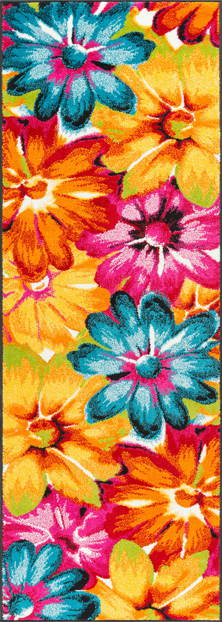 Multi-Color Abstract Leaves 2x7 Area Rug Transitional Carpet: Actual 2'7"x7'3" - Picture 2 of 8