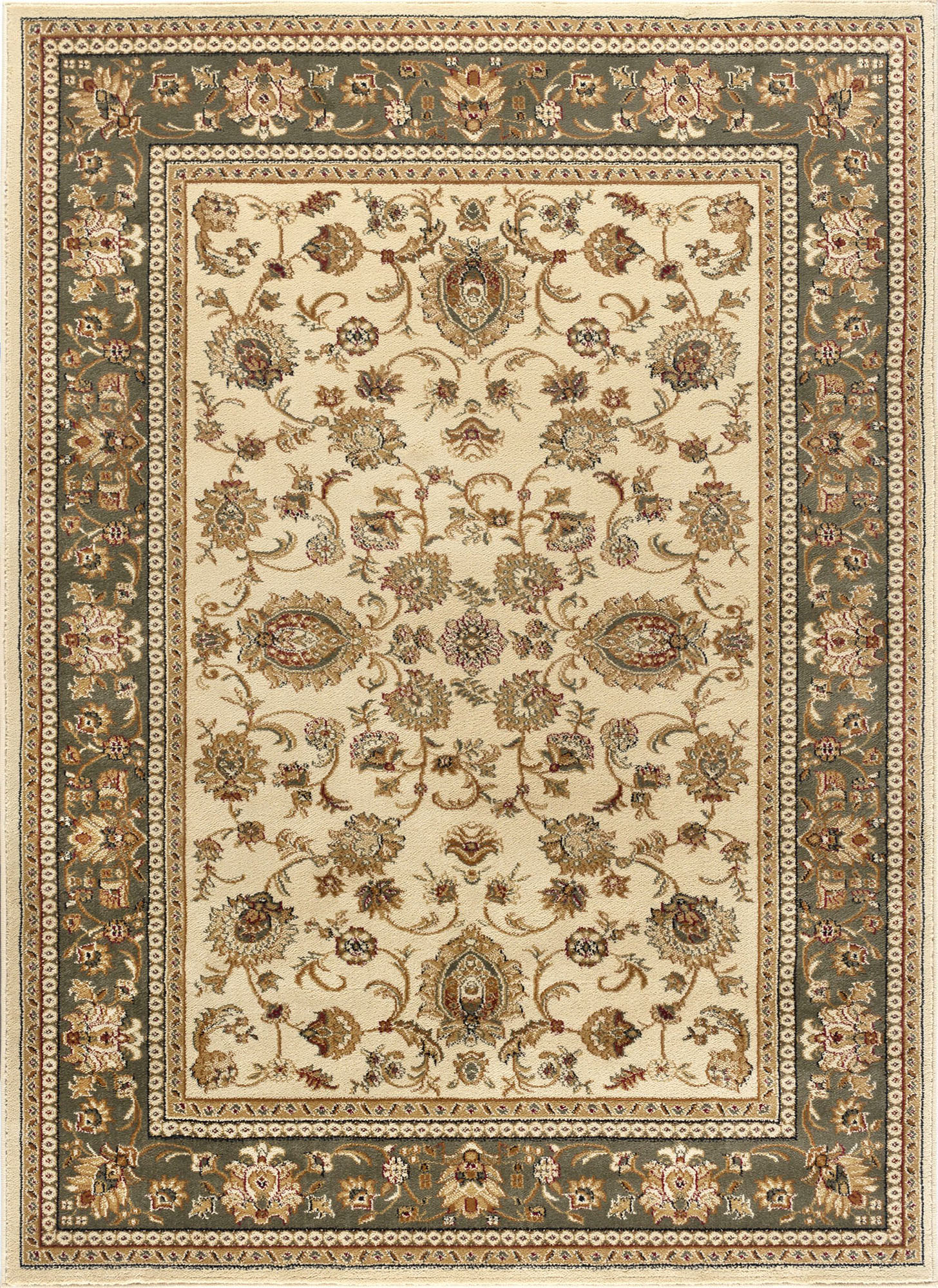 Ivory Scrolls Border Flower Traditional Persien/Oriental Area Rug