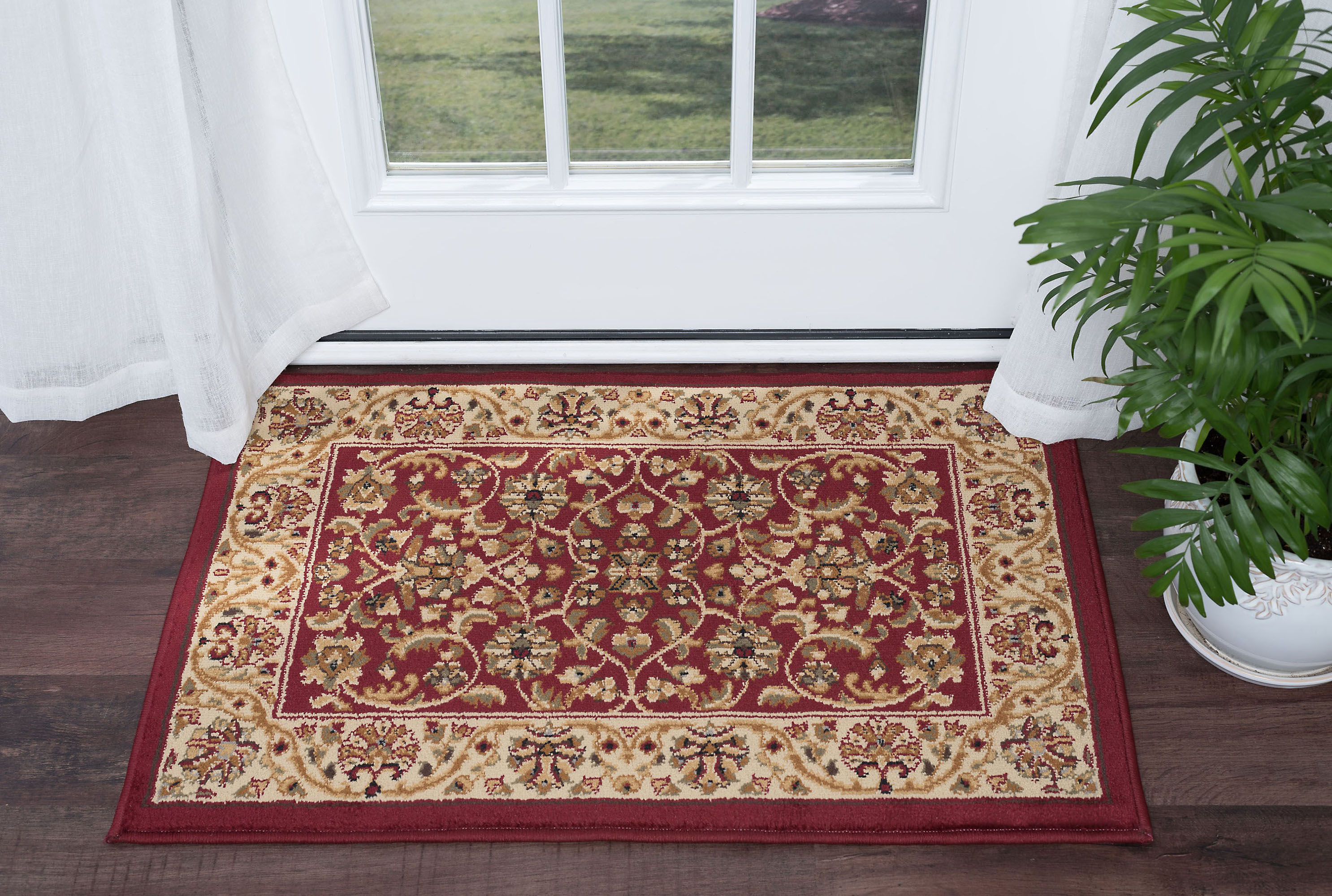 Roter traditioneller umrandet 2x3 persischer Teppich Schriftrollen Teppich: tatsächlich 2' x 3' - Bild 1 von 8