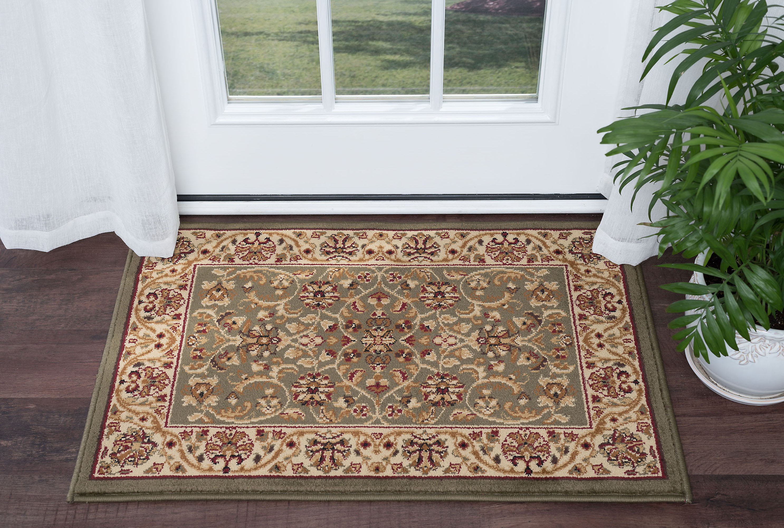 Green Vines Leaves Petals Scrolls Asian Door Mat 4815 Aprx 2' x 3' eBay