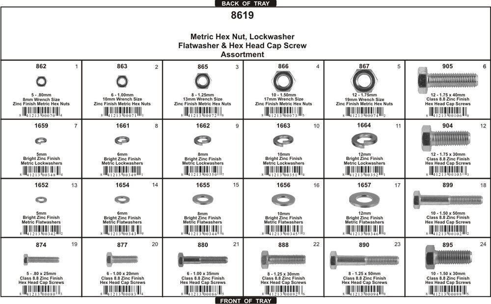 698 Pc. Metric Grade 8.8 Nut, Bolt & Washer Assortment eBay